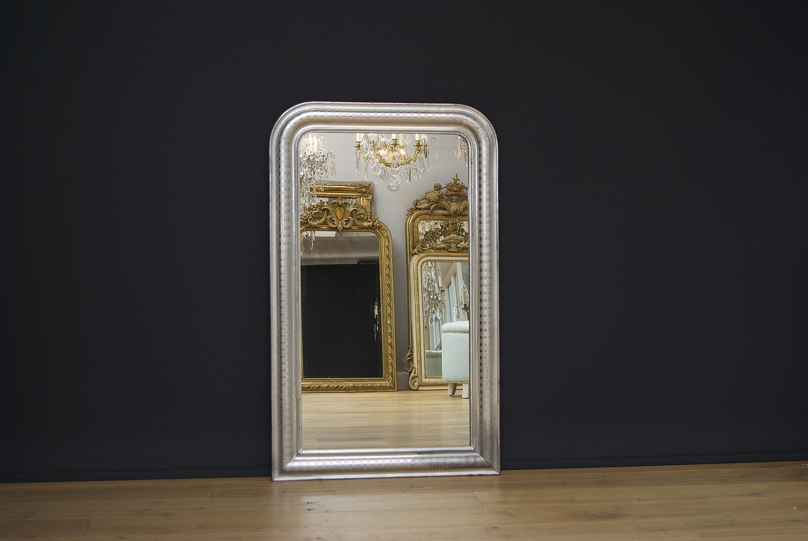 19th c. French silvered mirror Louis-Philippe
