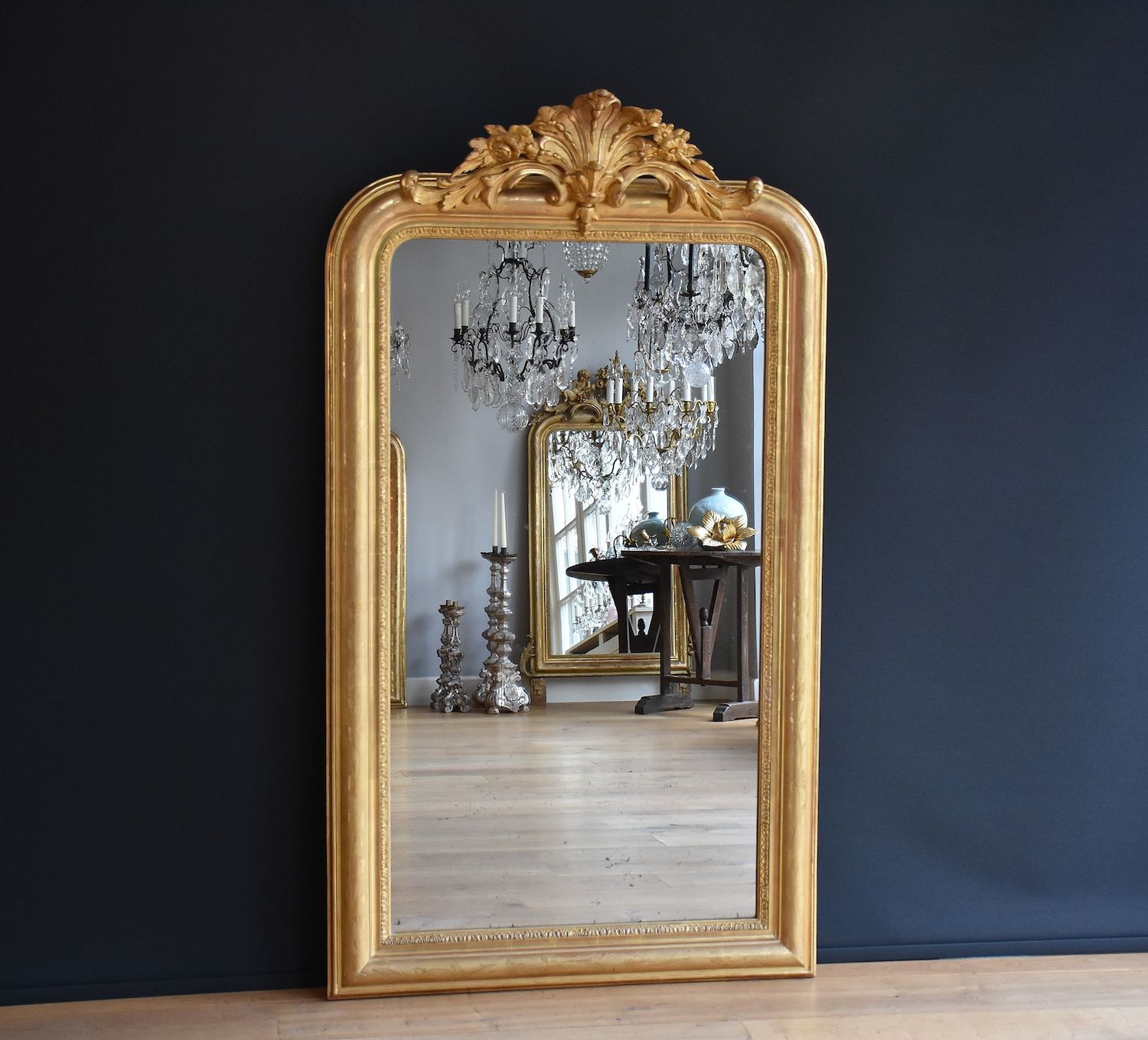Antiker französischer Spiegel, Blattgold