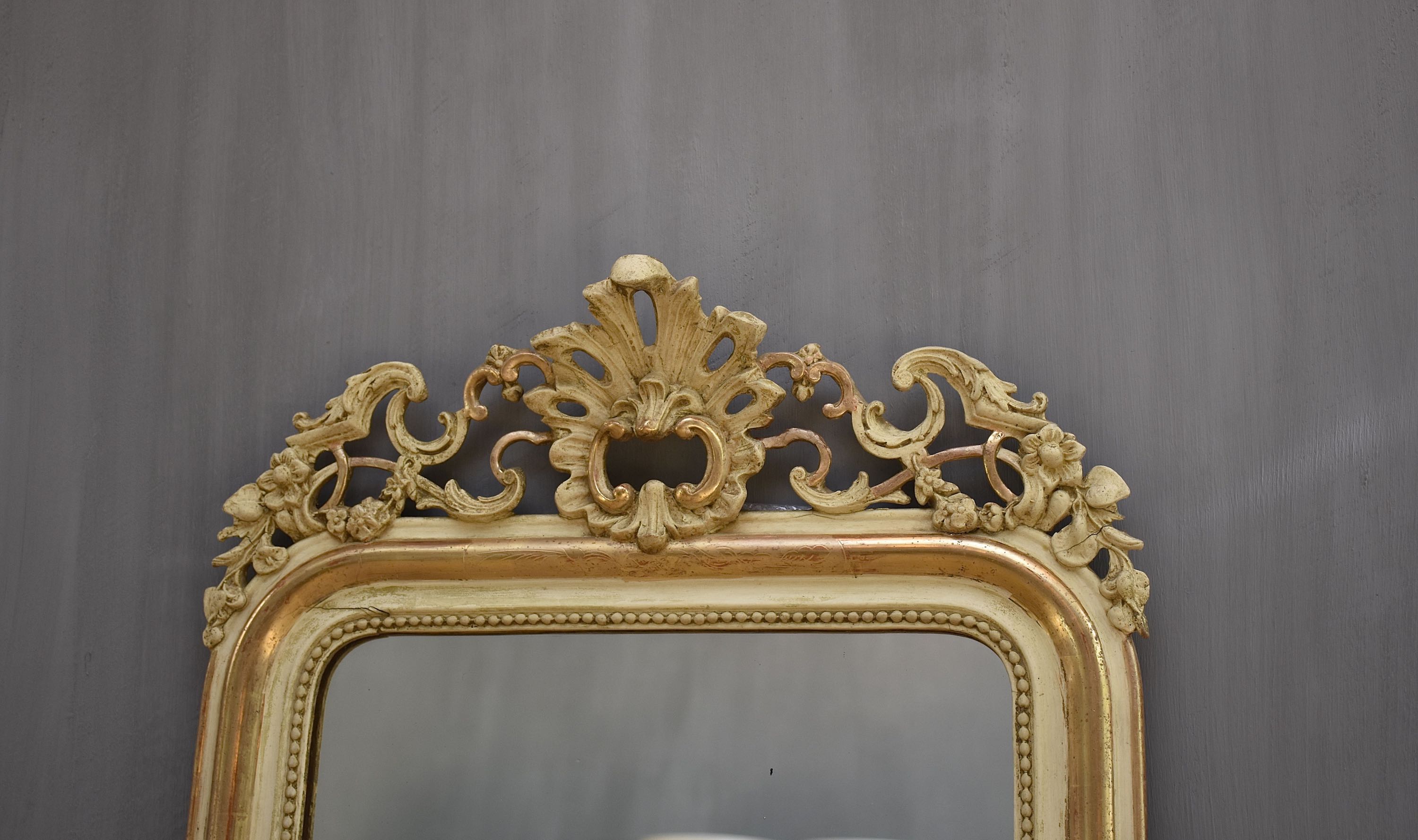 19th c. French mirror Louis-Philippe with a beautiful crest