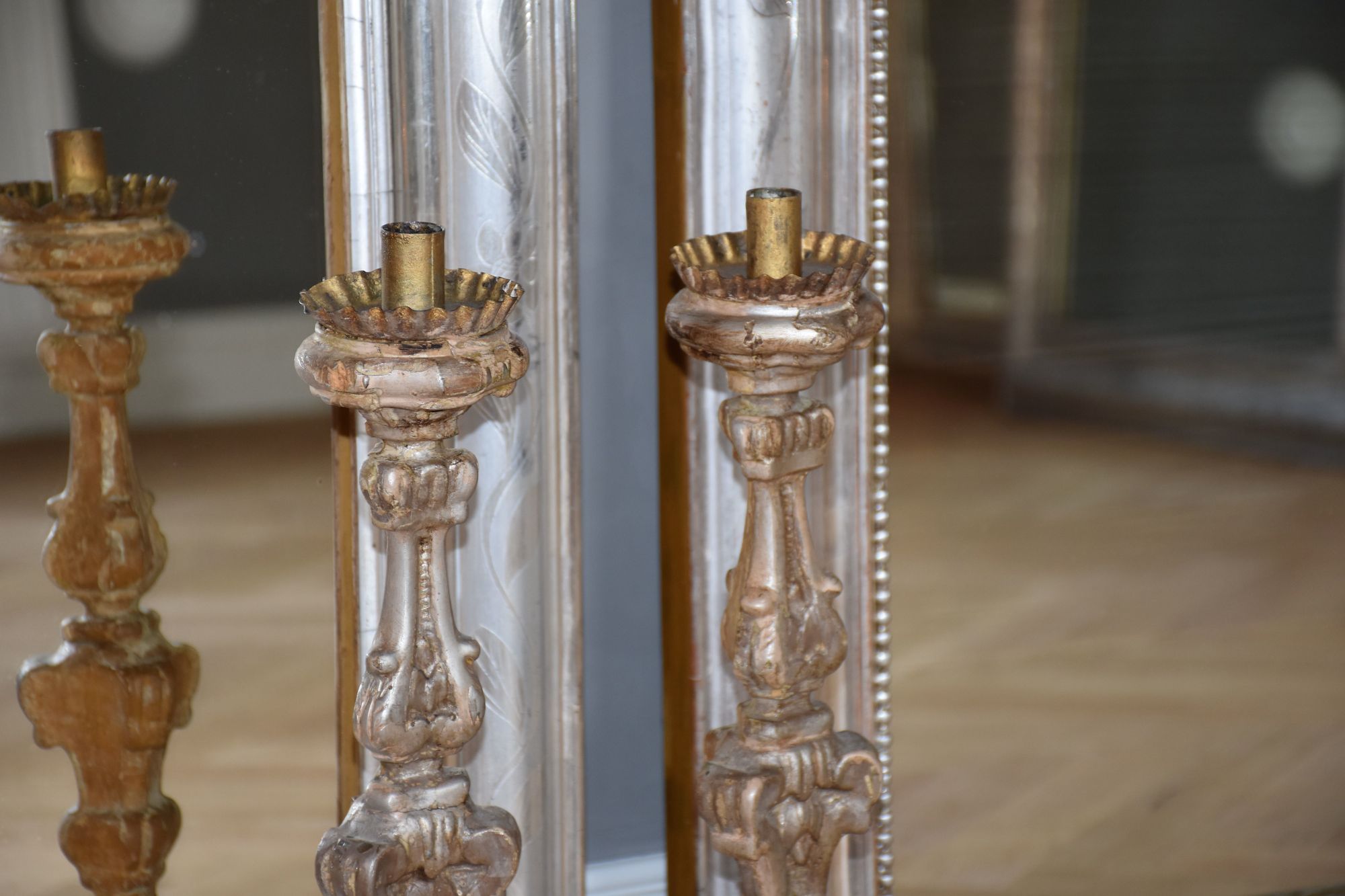 A pair of 19th century Italian candlesticks/pricket sticks