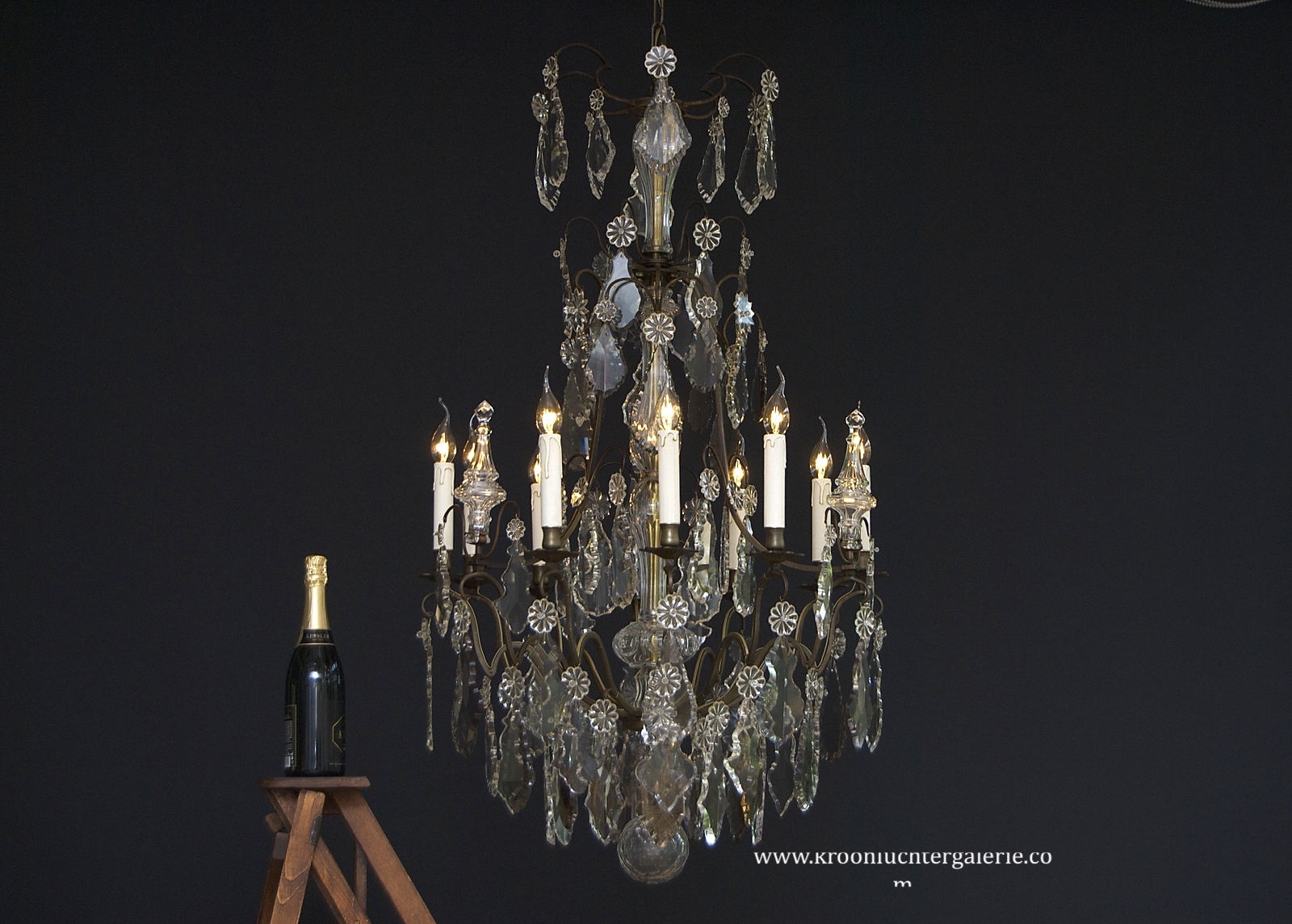 19th century Large French crystal chandelier