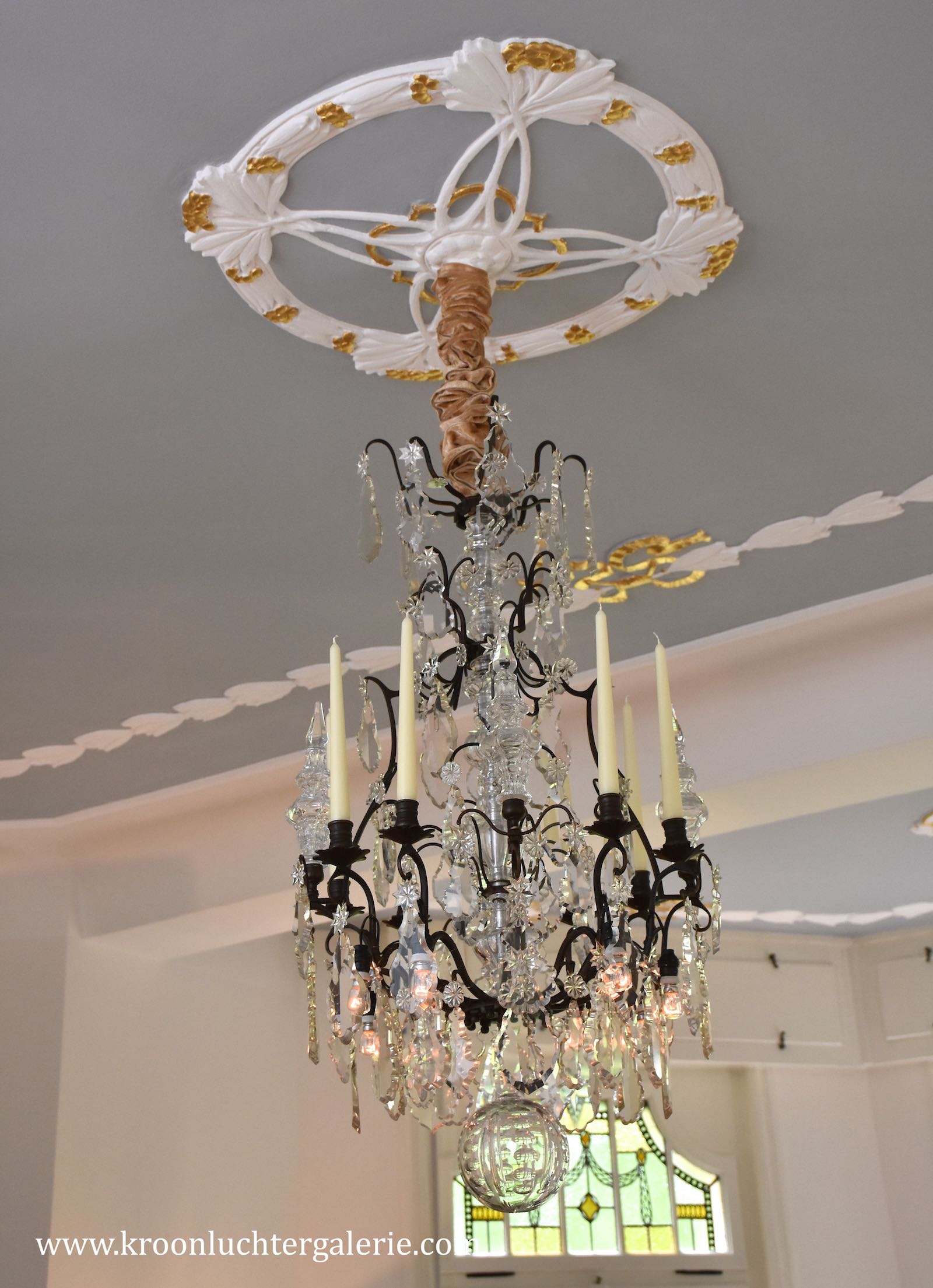 19th century French crystal chandelier with candles