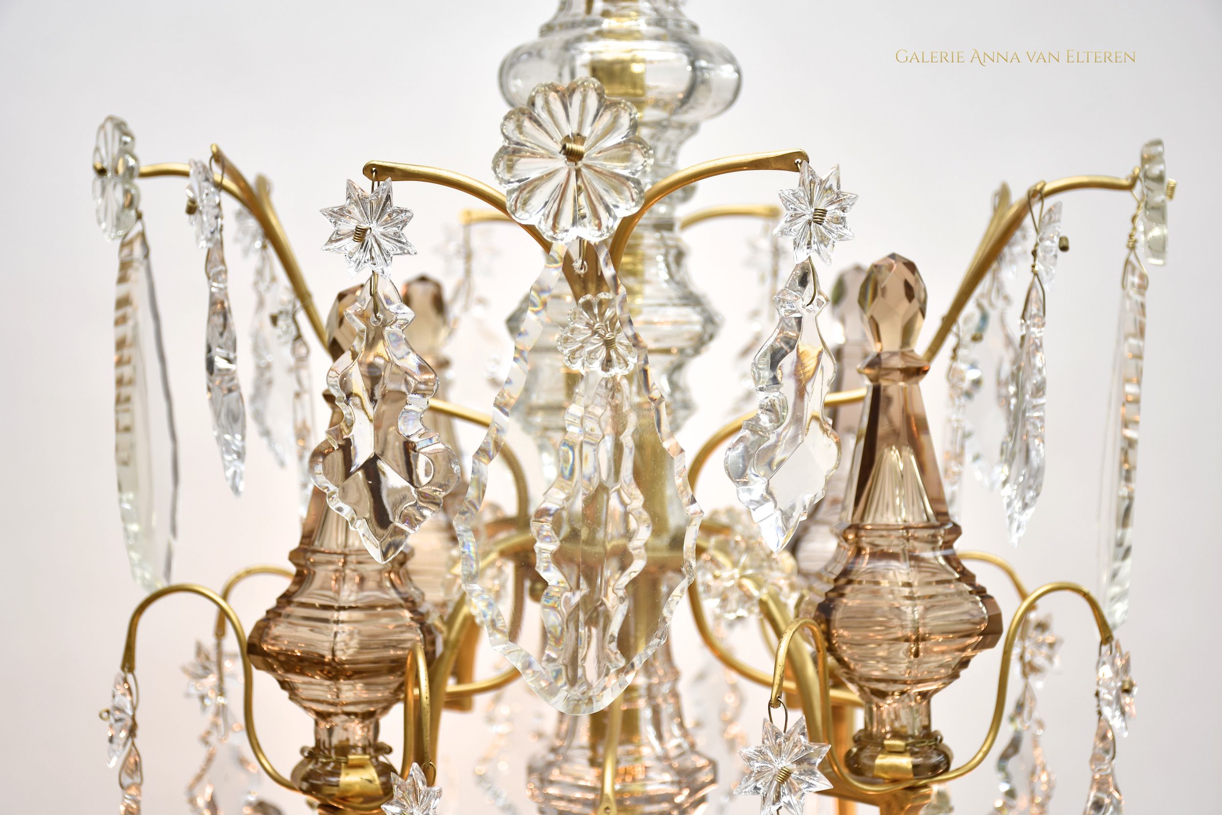 19th c. French gilt bronze chandelier 'lustre cage'
