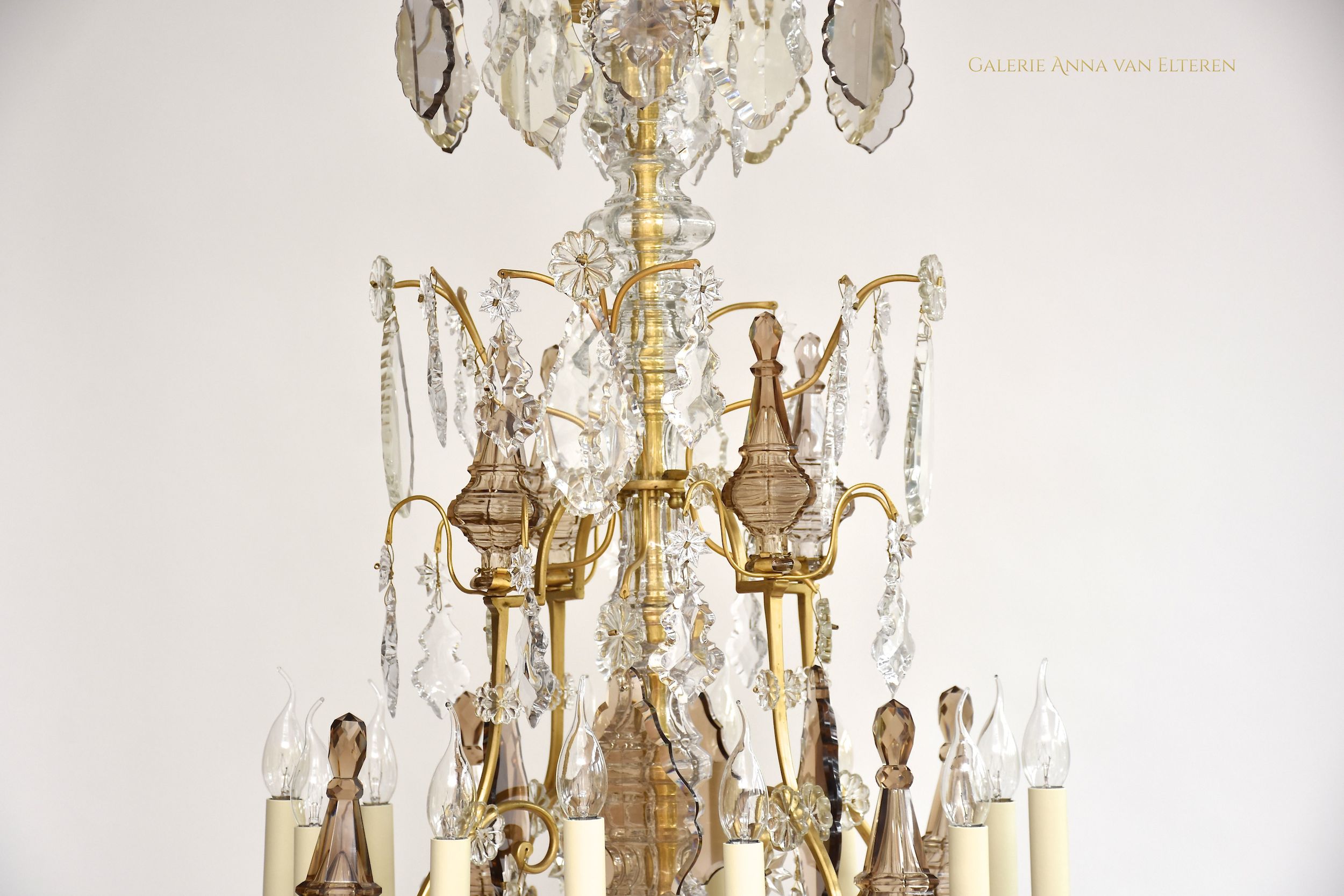 19th c. French gilt bronze chandelier 'lustre cage'