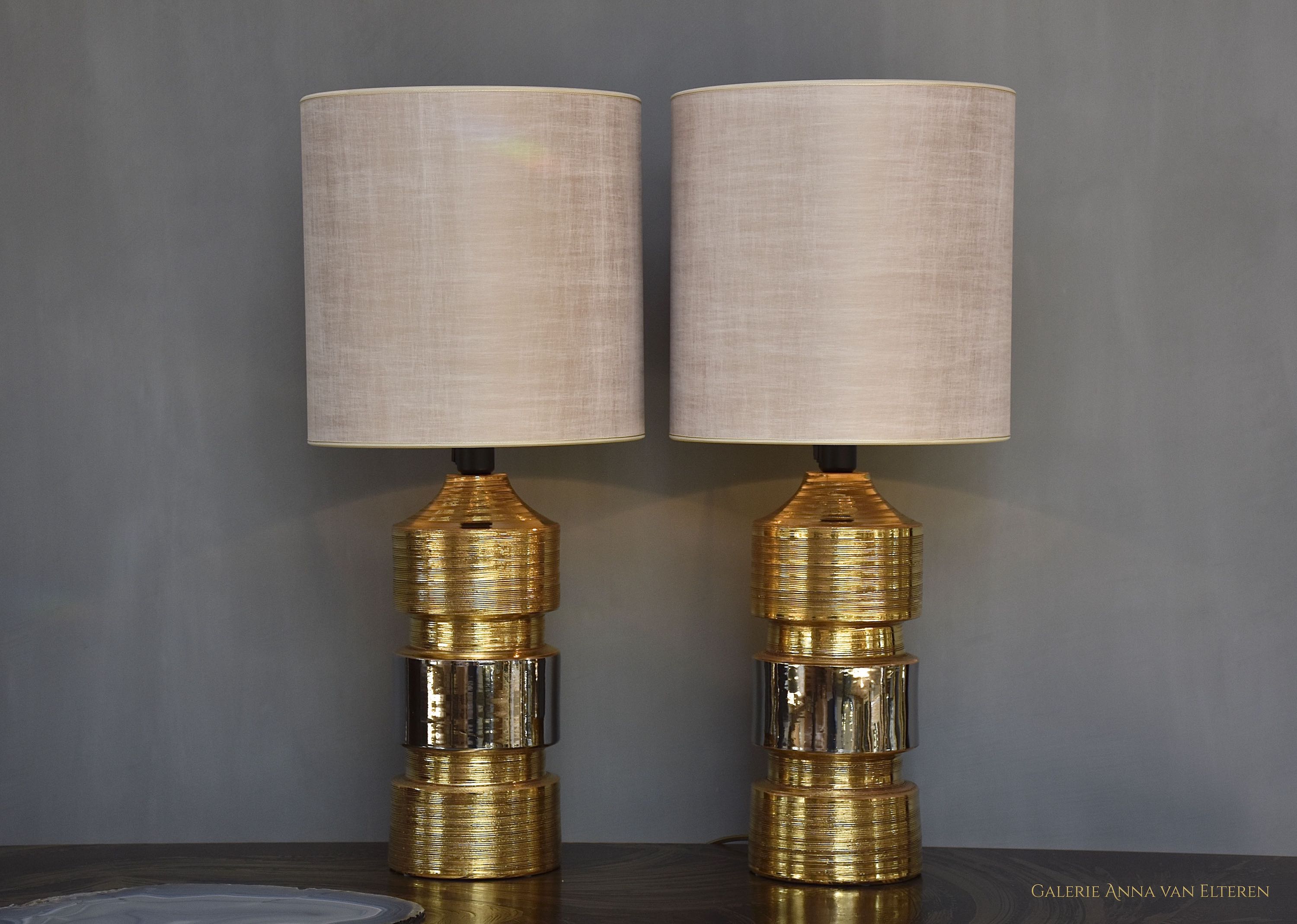 Mid-century ceramic table lamps by Bitossi for Bergboms