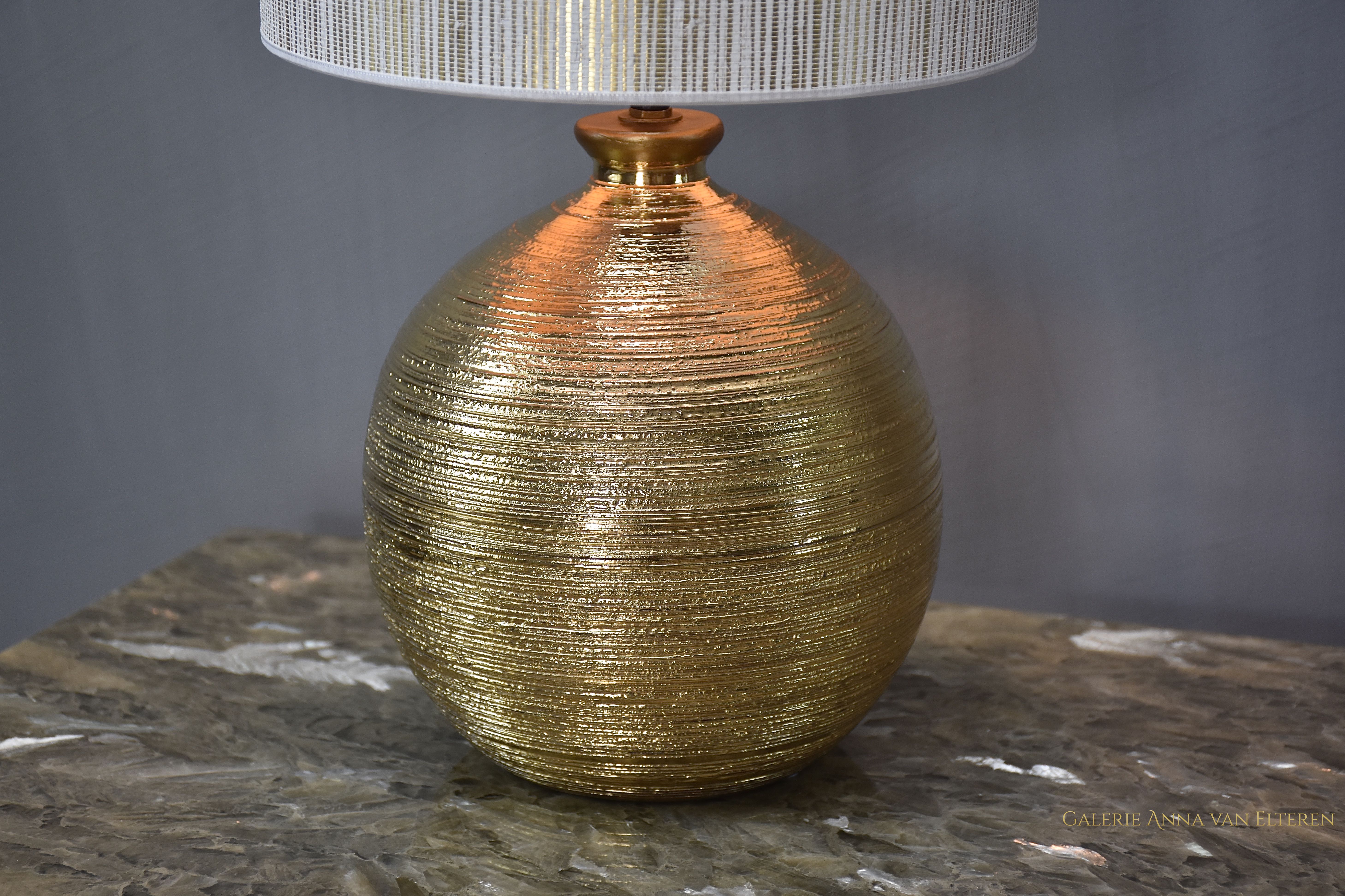 Tischlampe aus Keramik und Tischlampe aus Goldglasur von Bitossi