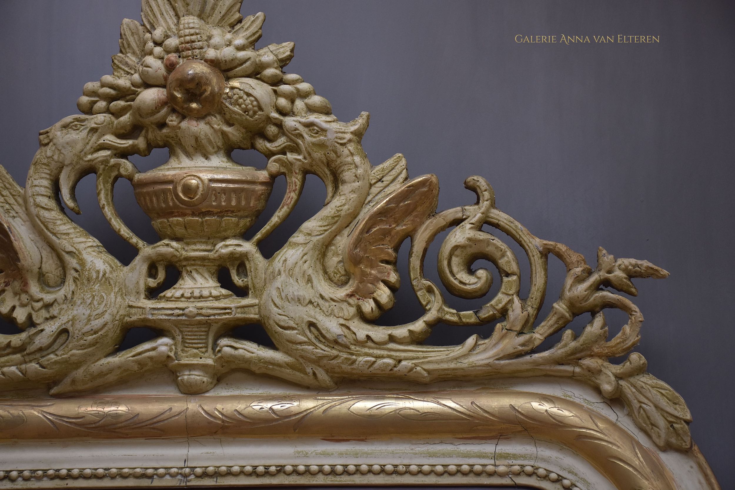 19th c. French mirror with an impressive crest