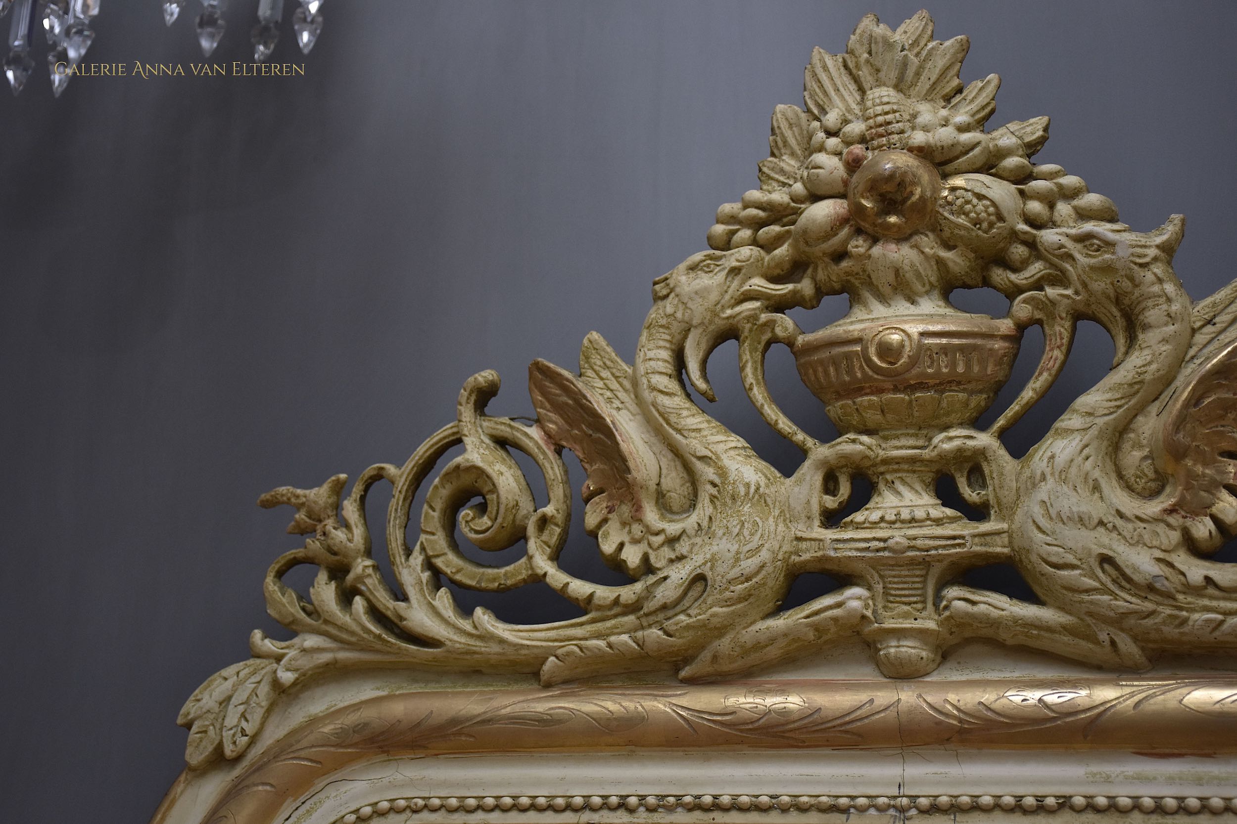 19th c. French mirror with an impressive crest