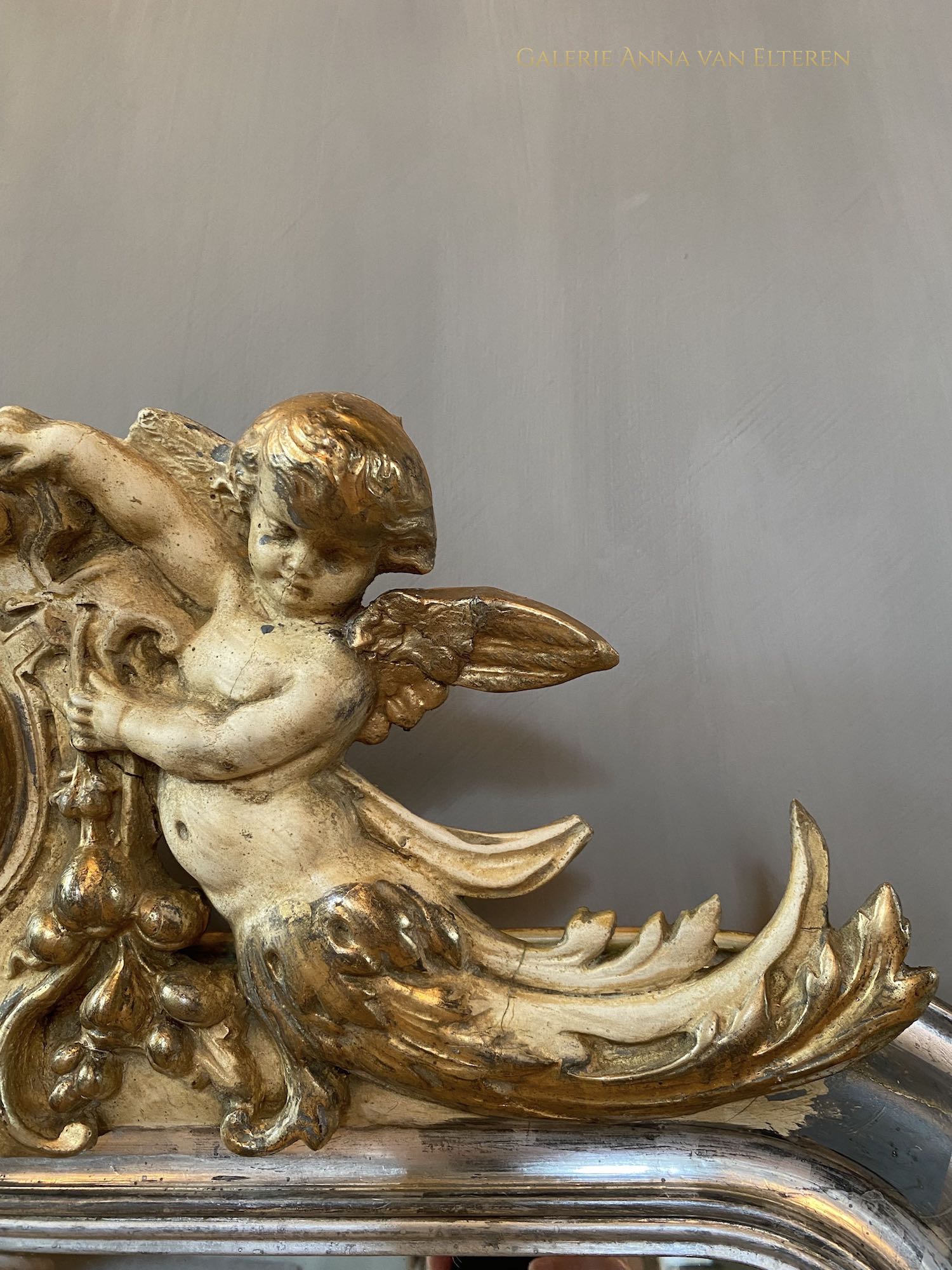 19th c. French mirror with cherubs