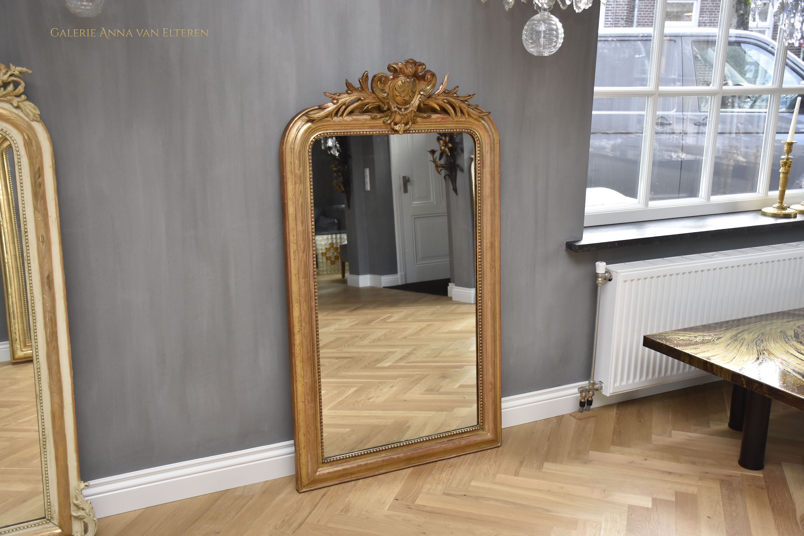 19th c. French mirror Louis Philippe with a crest
