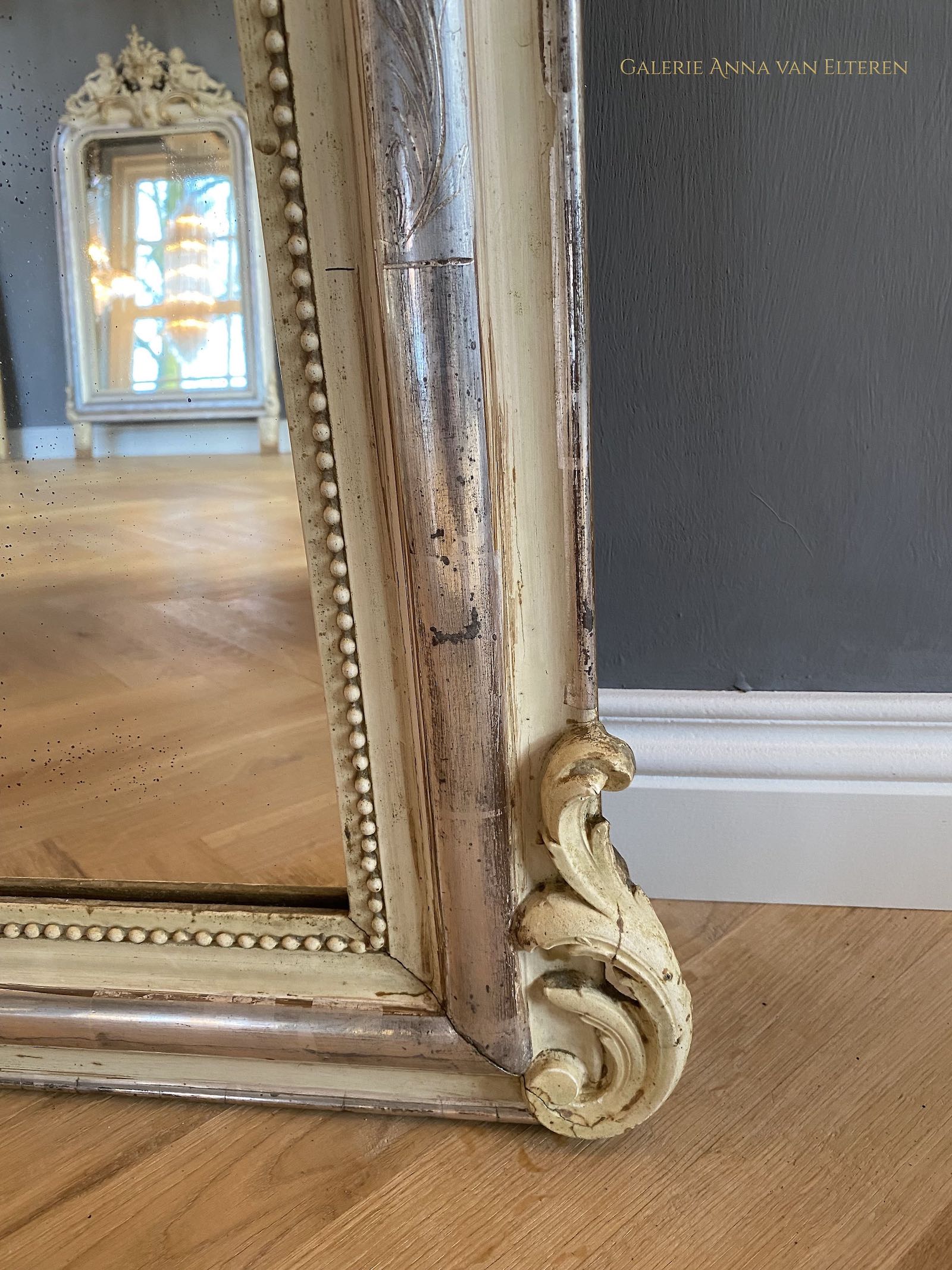 19th c. French silver leaf gilt mirror