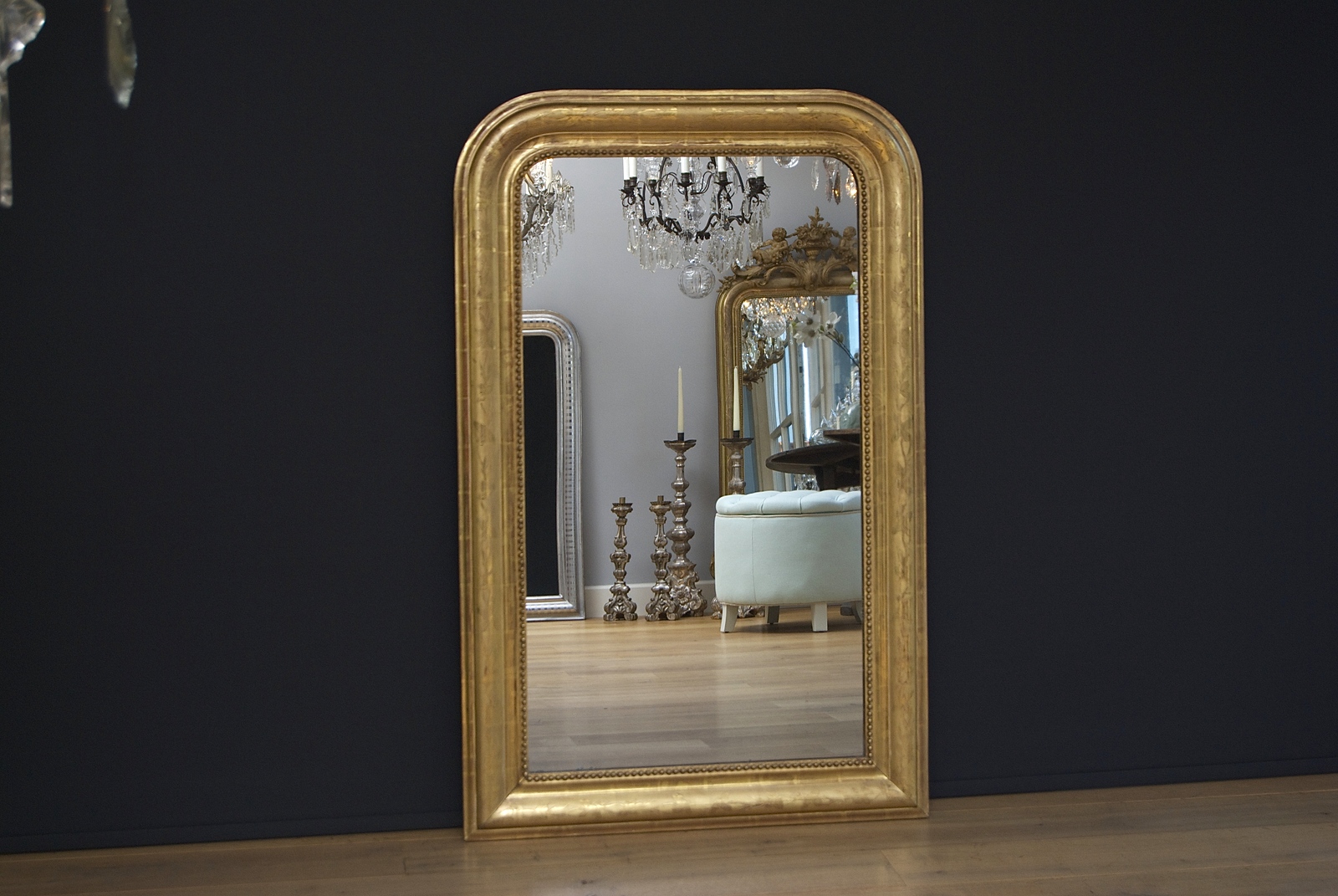 Antieke spiegel Louis-Philippe, bladgoud