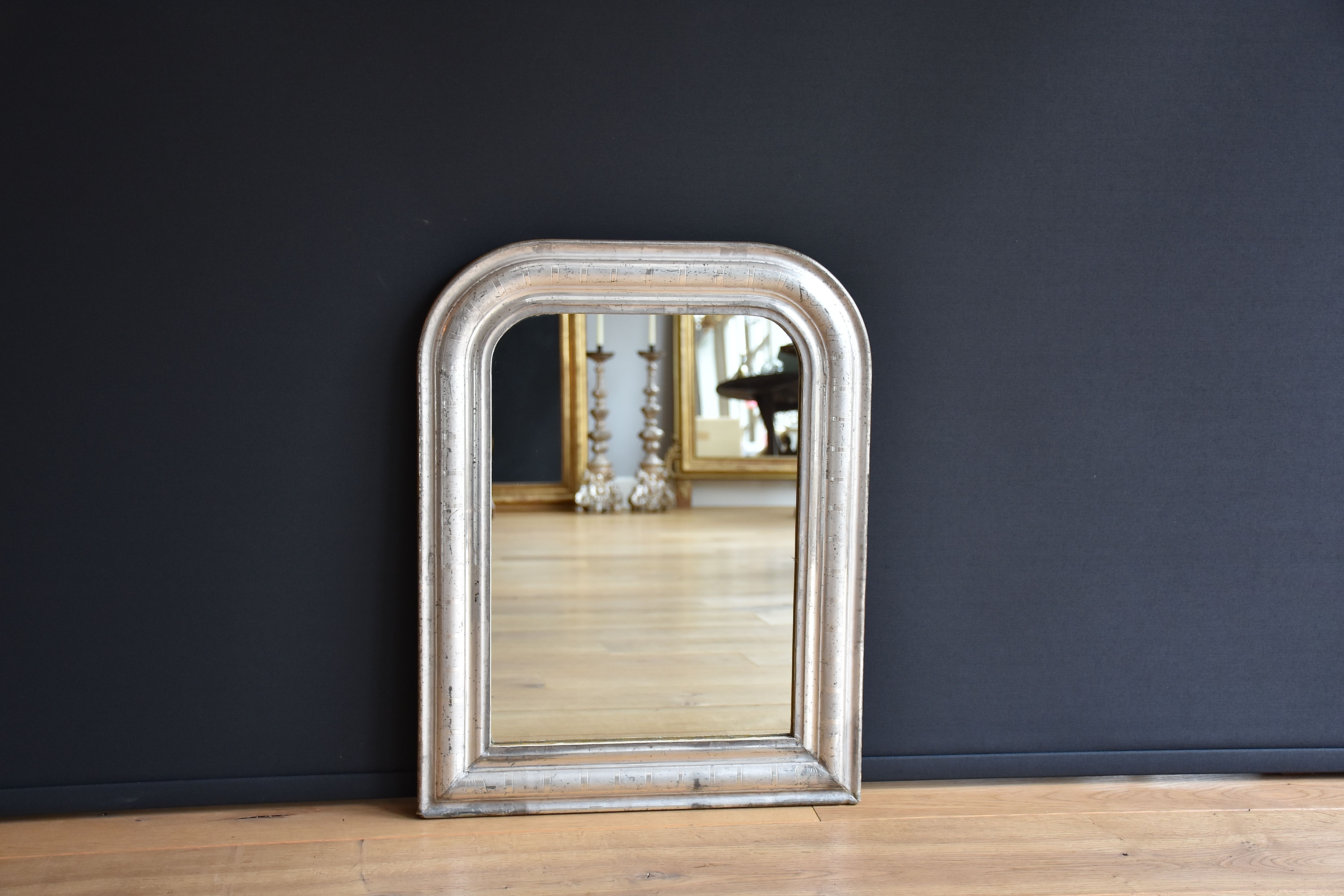 Antique French mirror in silver-leaf