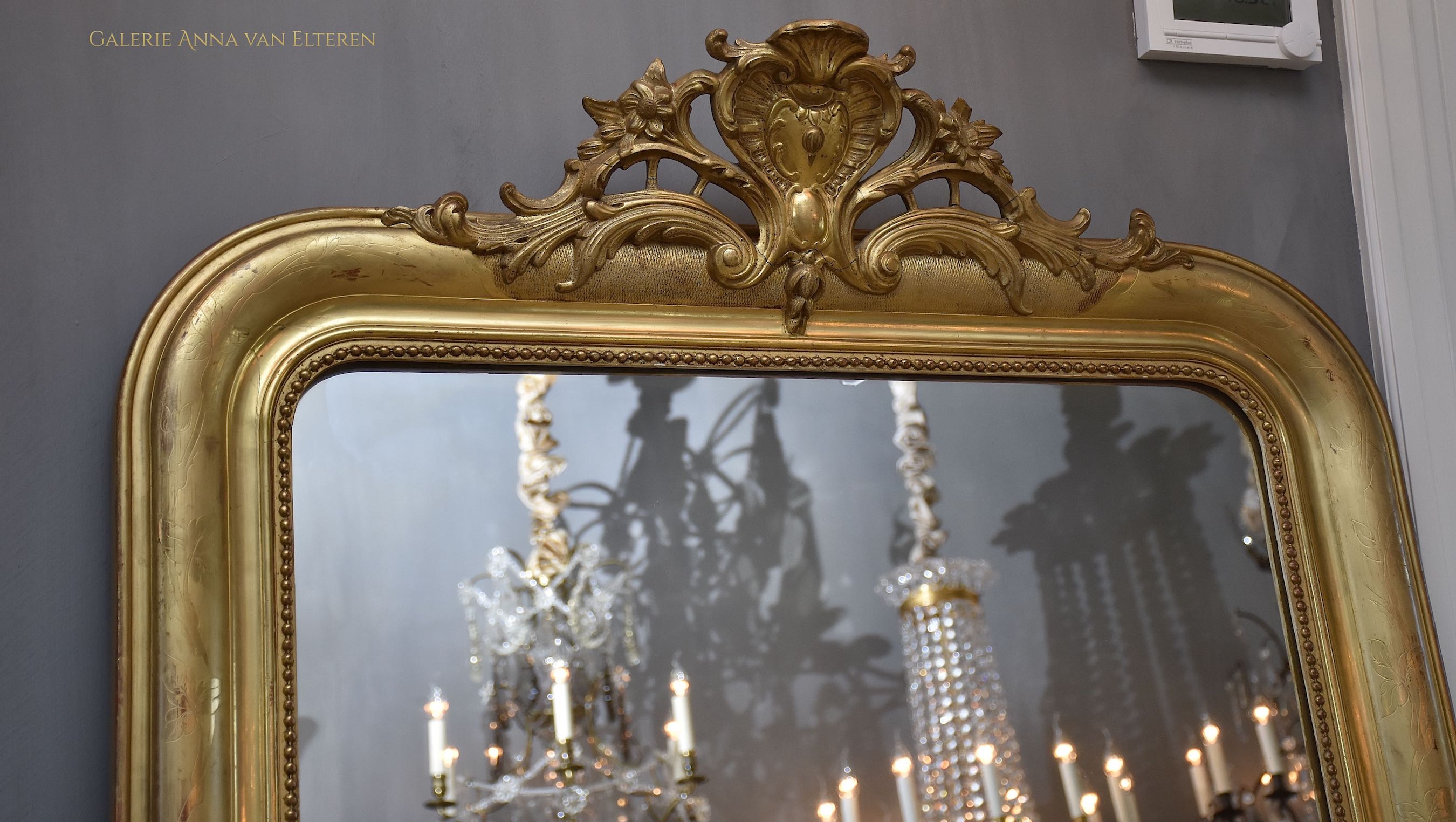 Large 19th c. mirror Louis-Philippe with a crown