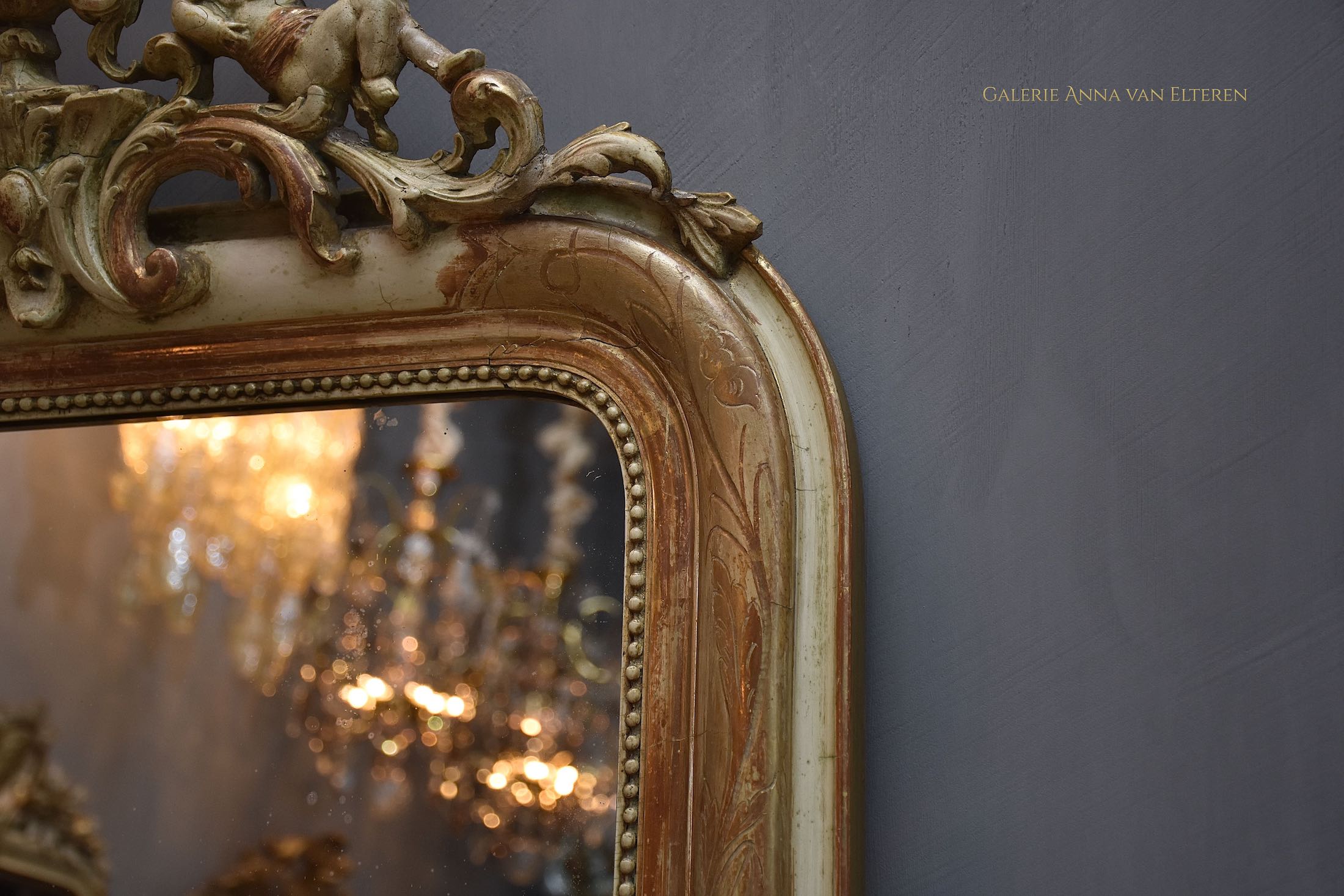 19th c. French mirror with putti