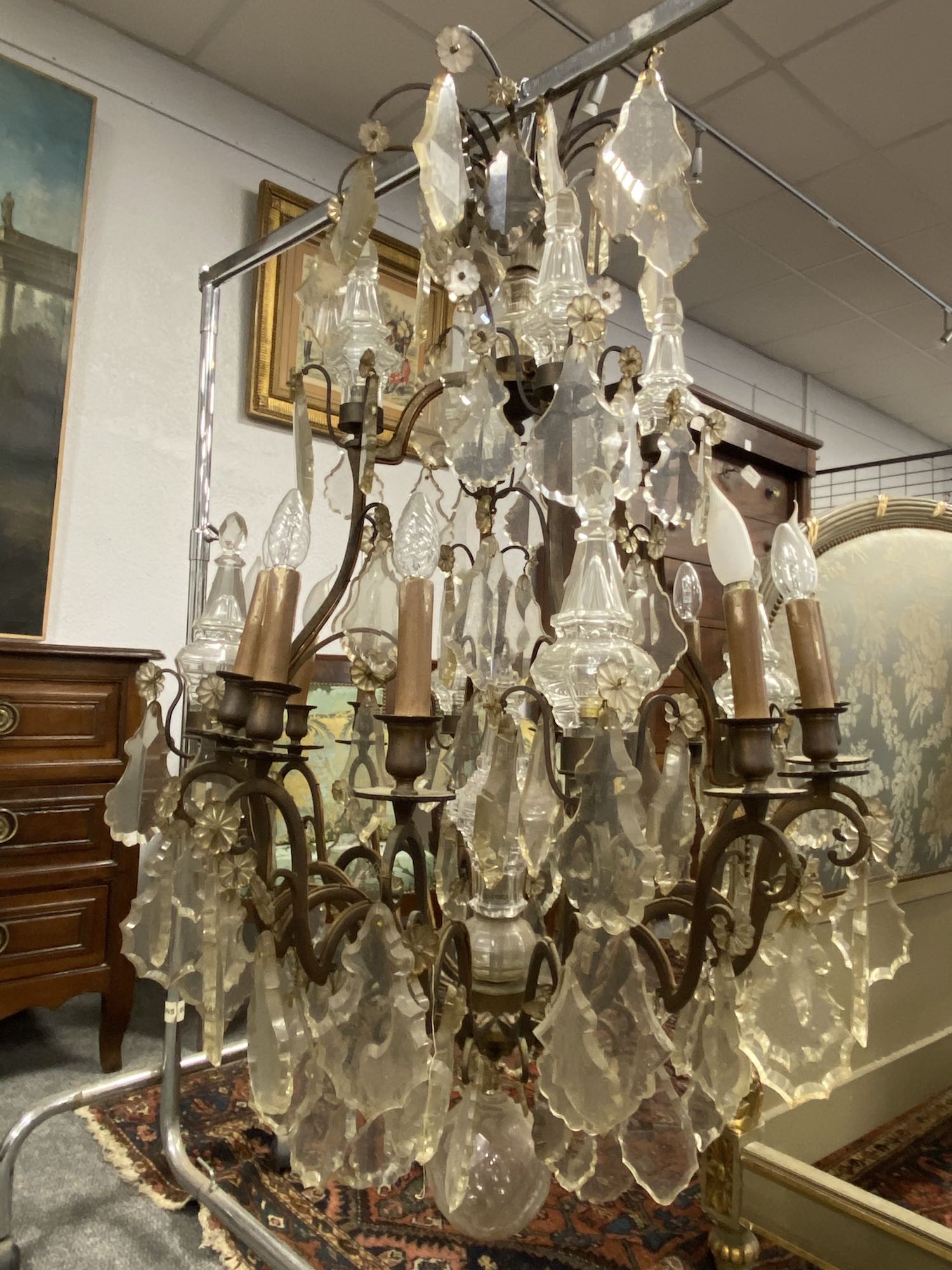 Antique French chandelier- Galerie Anna van Elteren