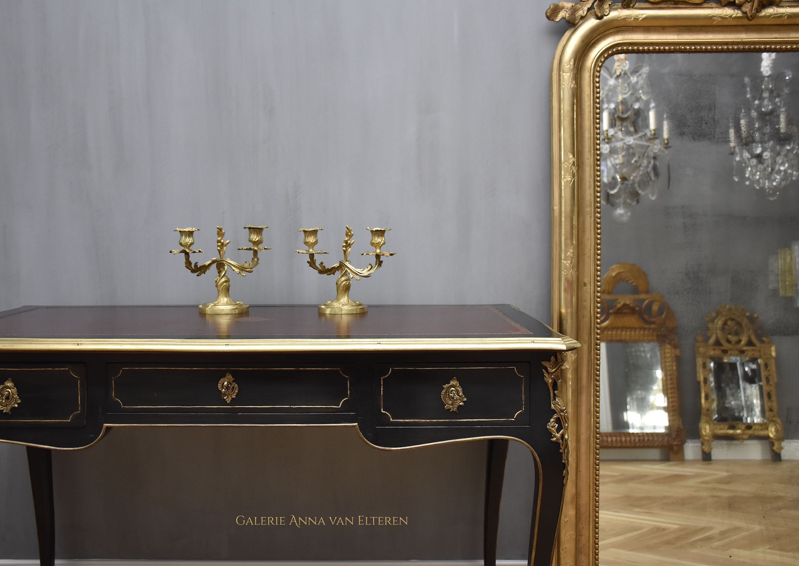 19th c. pair gilt bronze French candelabra