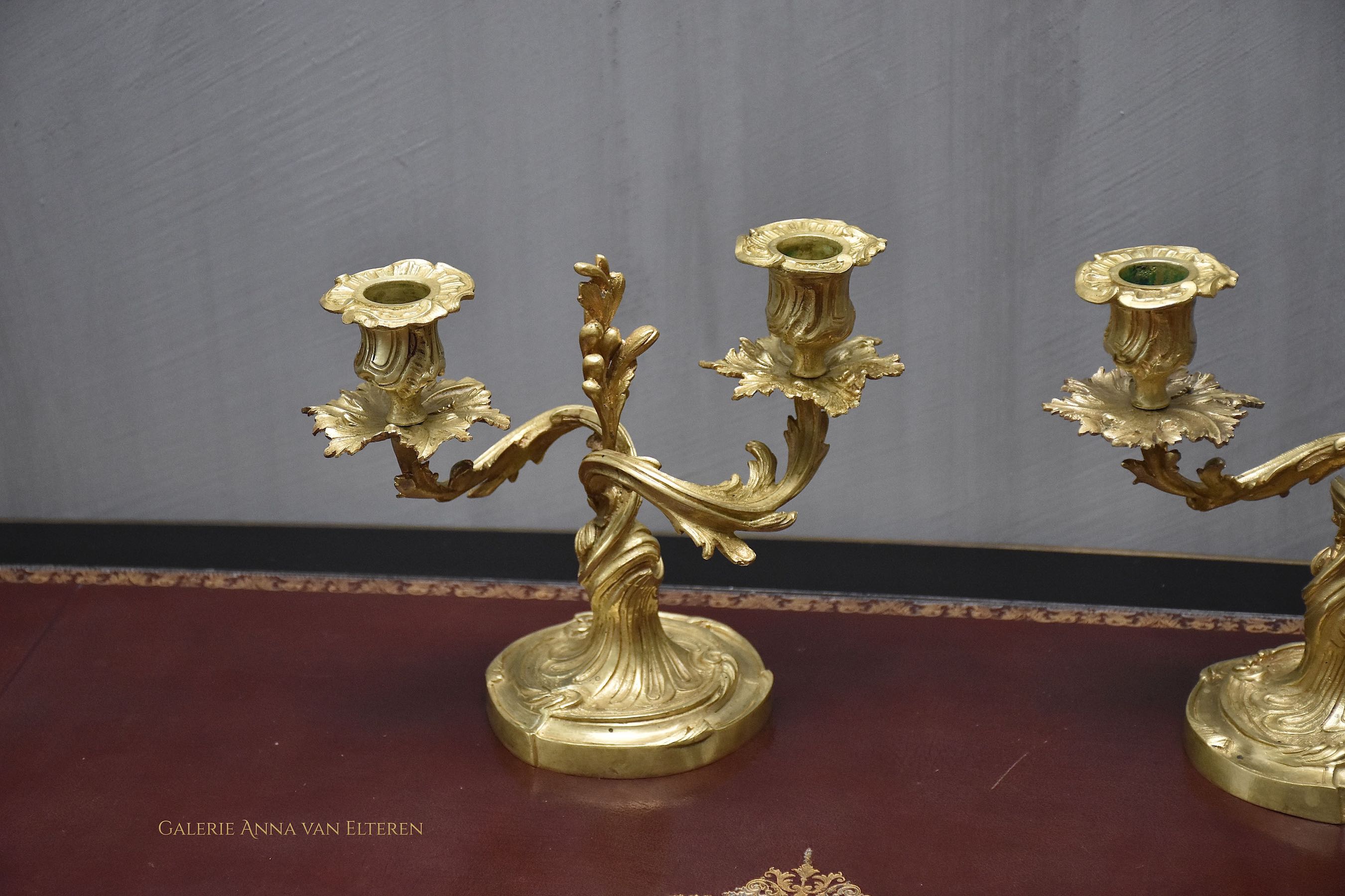 19th c. pair gilt bronze French candelabra