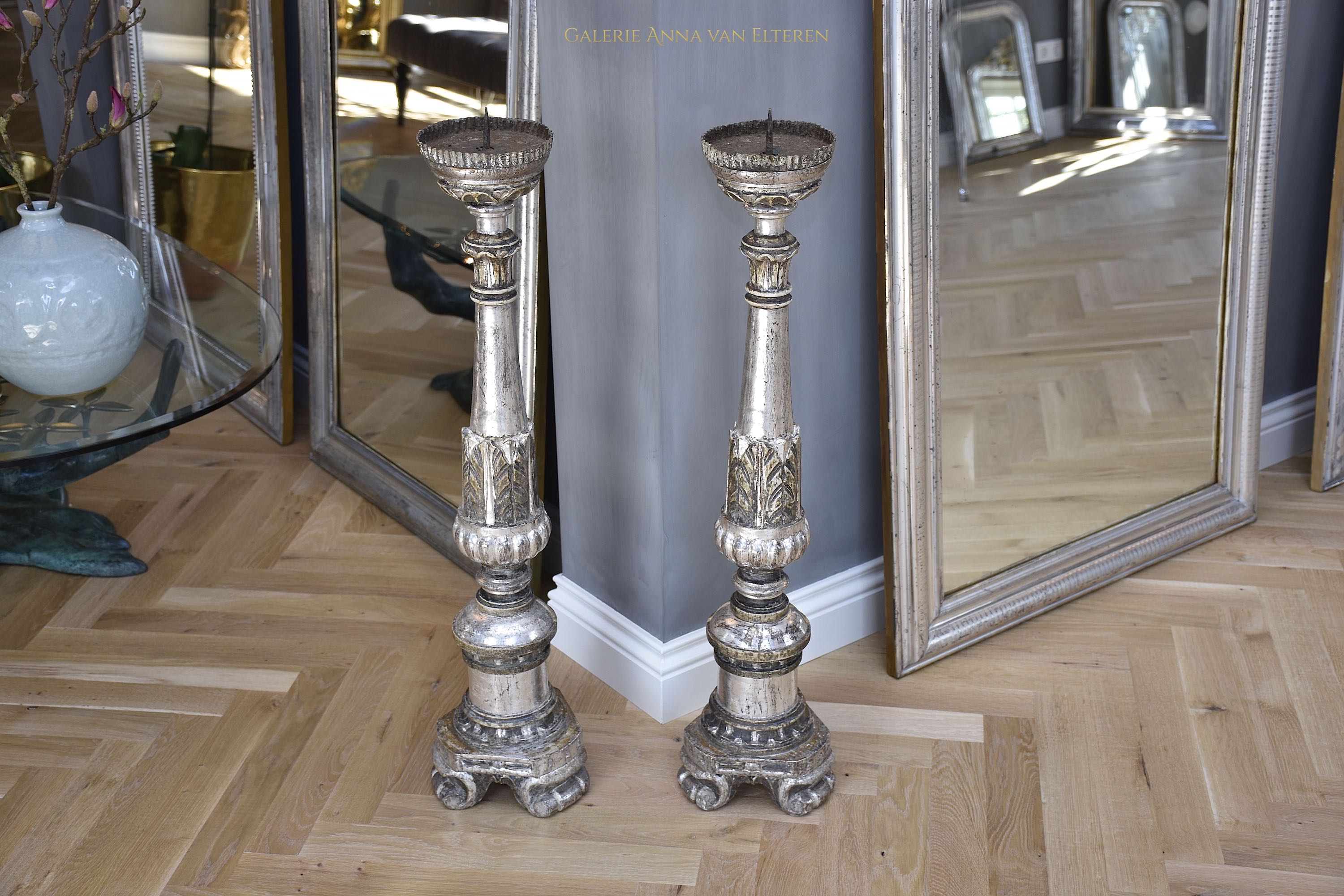 A pair of large 19th c. Italian torcheres