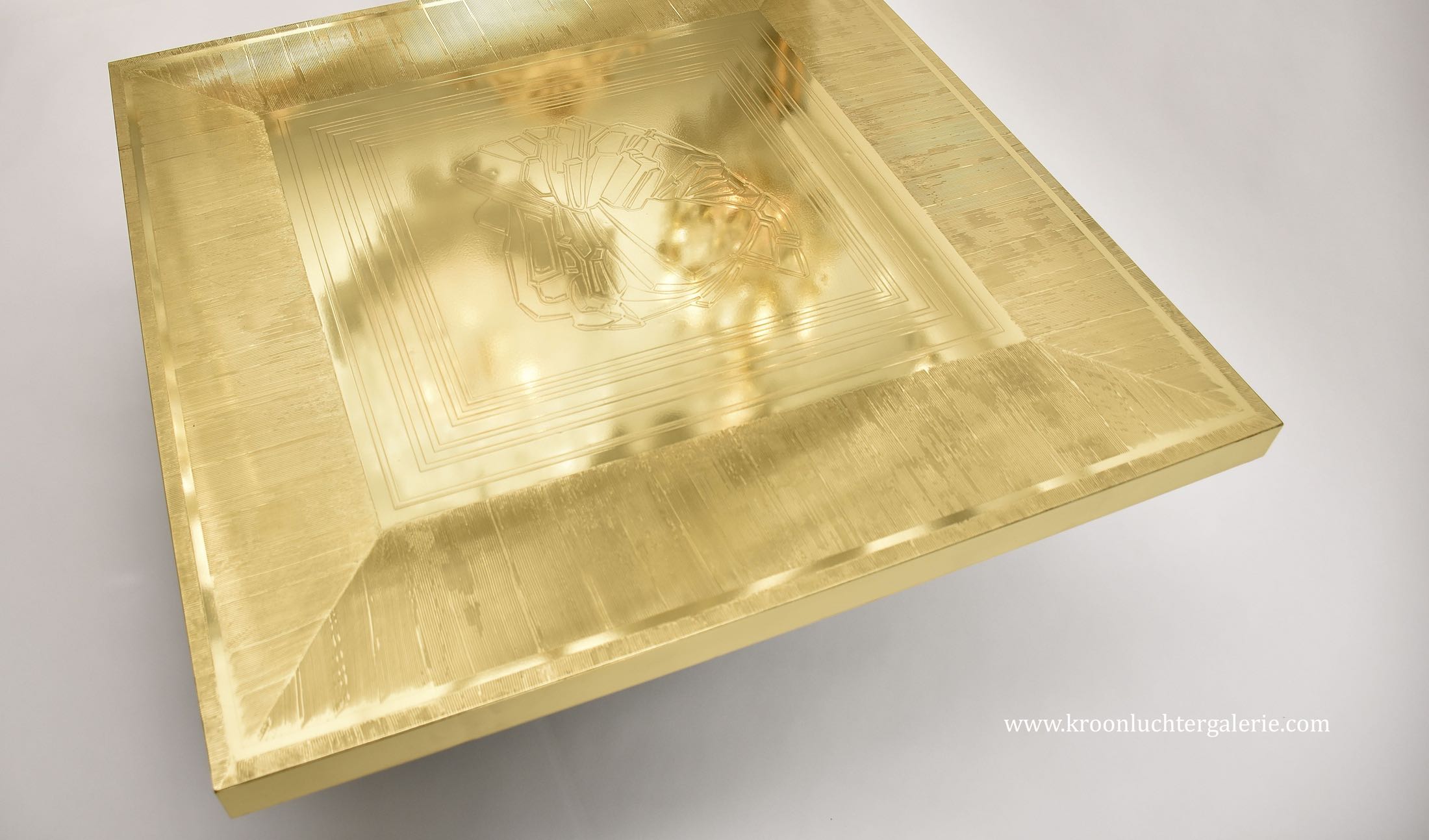 Stunning etched brass coffee table by Lova Creations