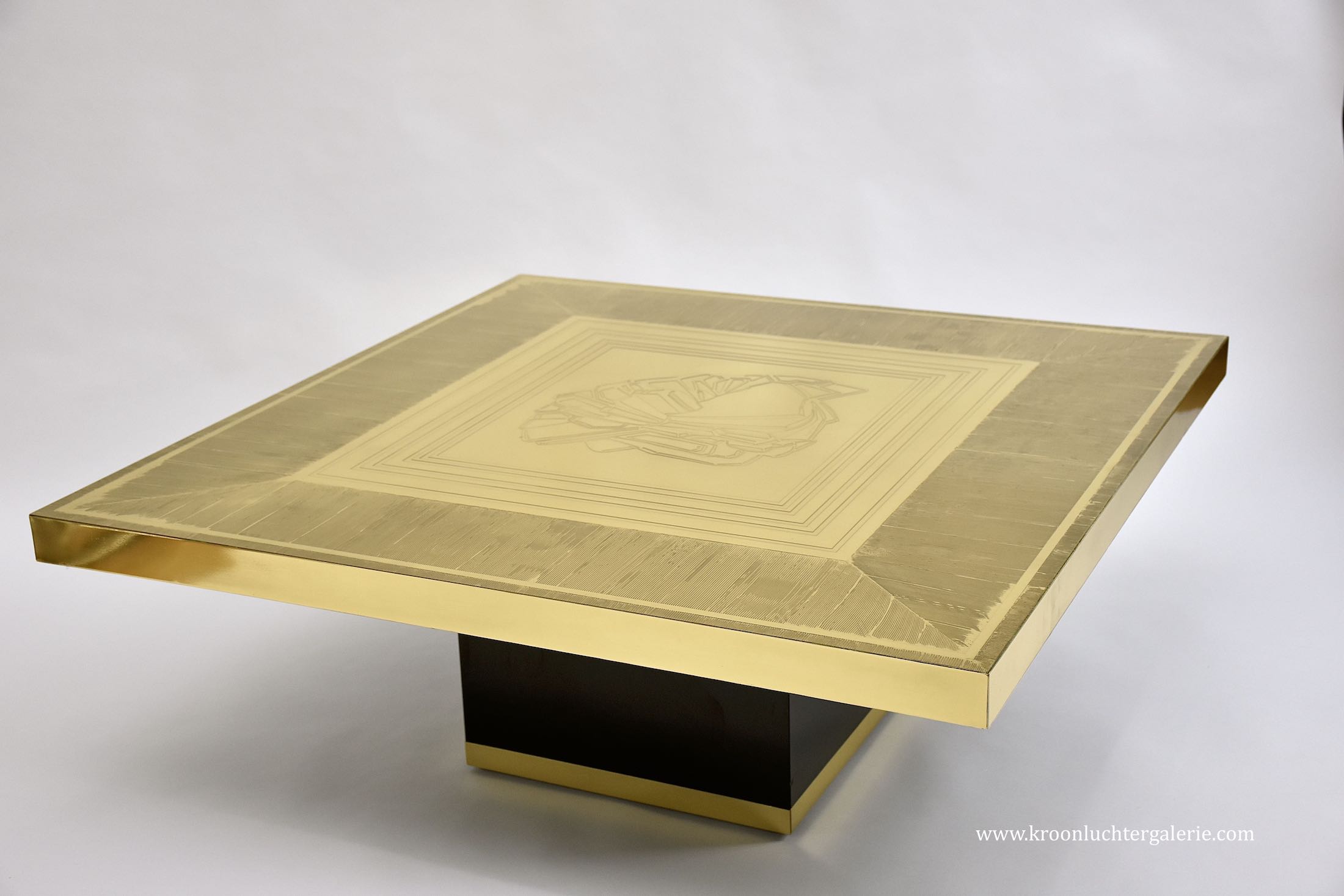 Stunning etched brass coffee table by Lova Creations