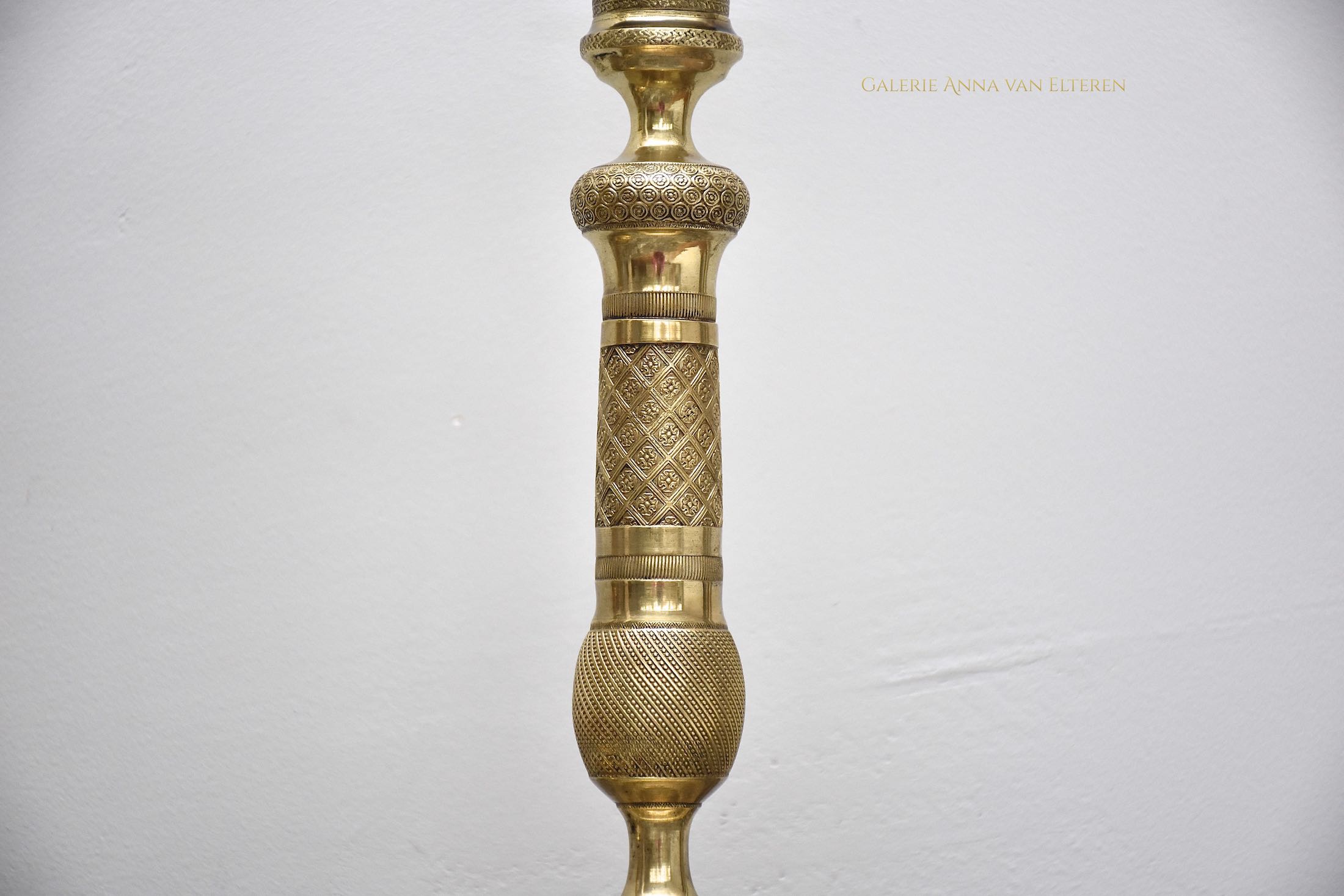 19th c. pair of gilt bronze Empire candlesticks