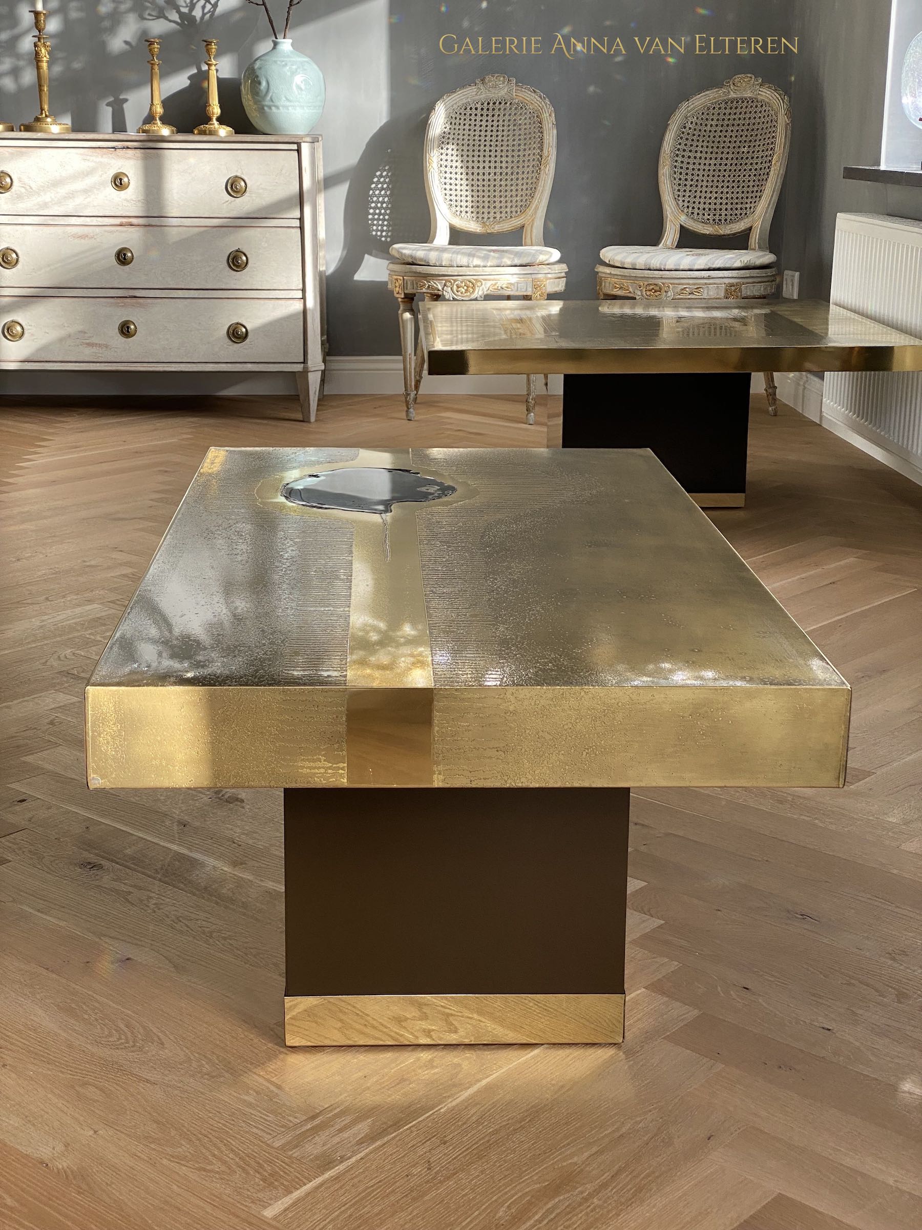 Marc D'Haenens brass etched coffee table