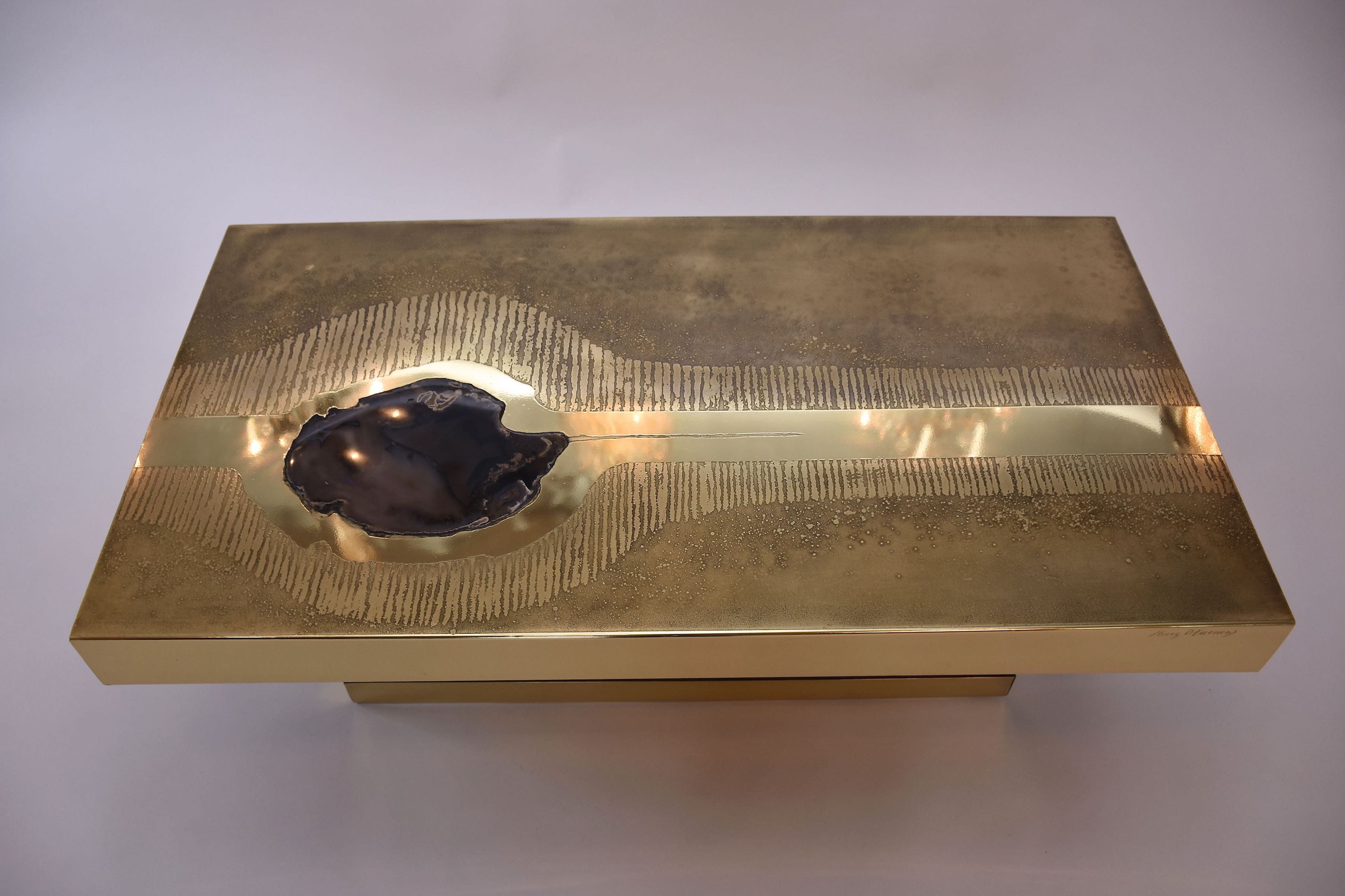Marc D'Haenens brass etched coffee table