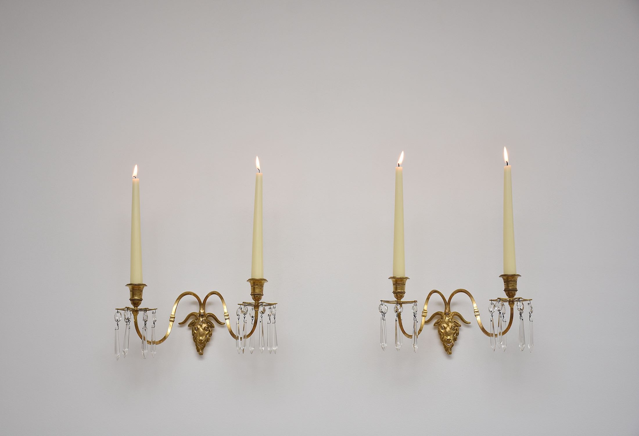 A pair of 19th c. gilt bronze wall sconces