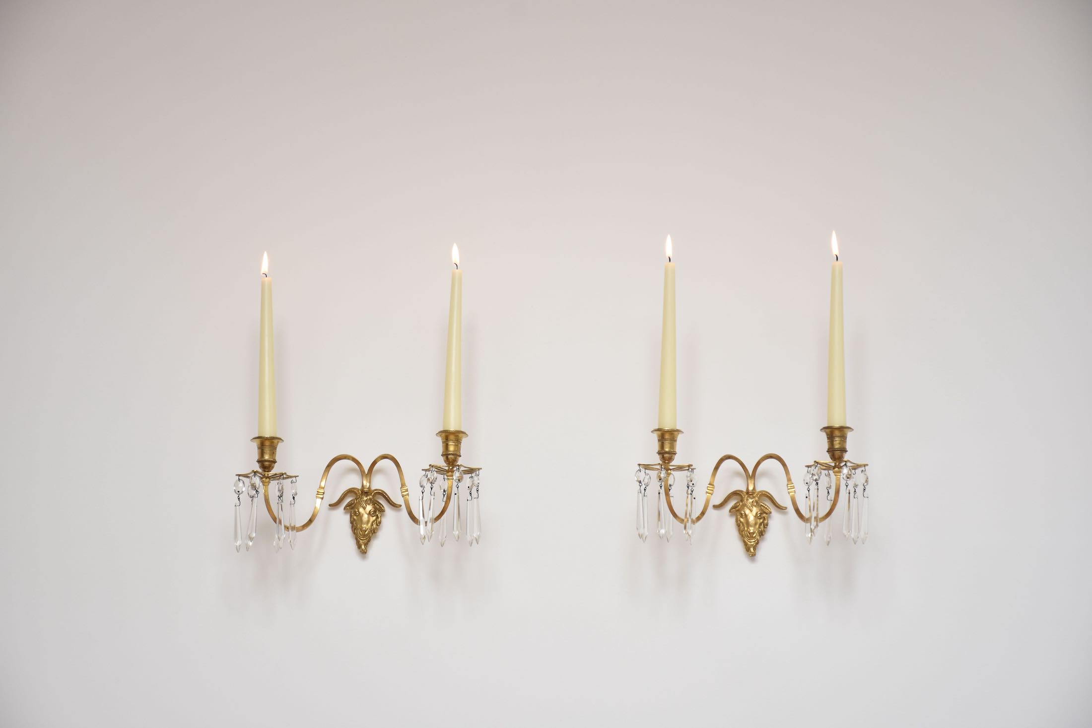 A pair of 19th c. gilt bronze wall sconces