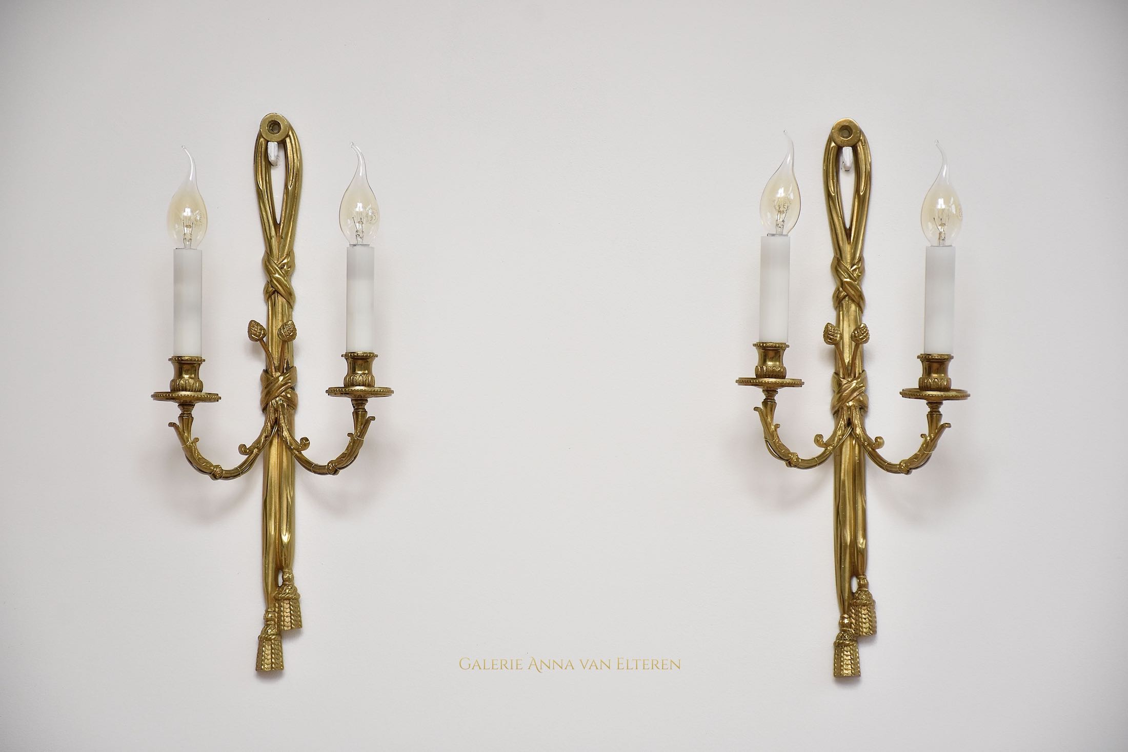 A pair of French gilt bronze appliques