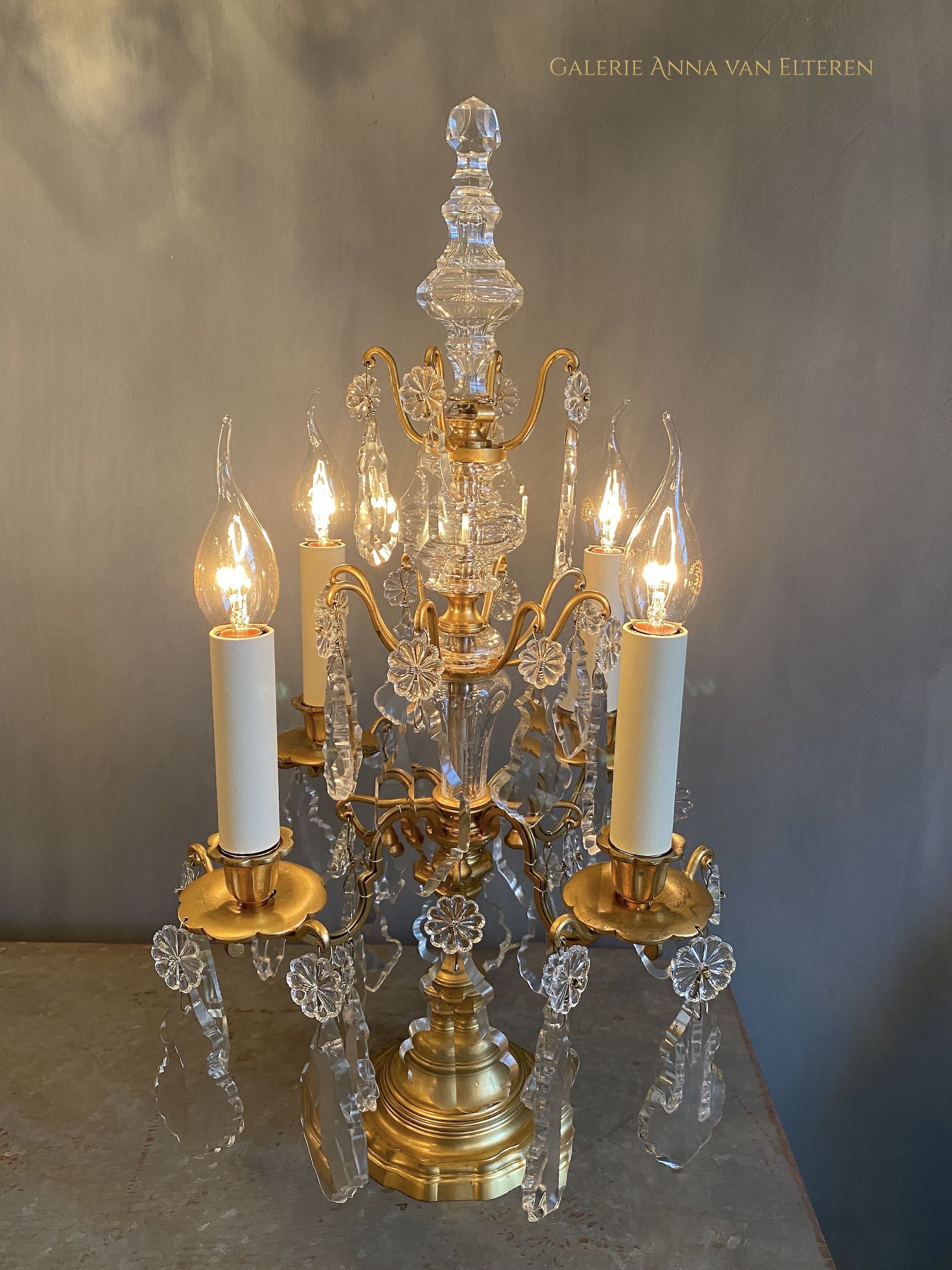 Pair of gilt bronze French girandoles in the style of Louis XV