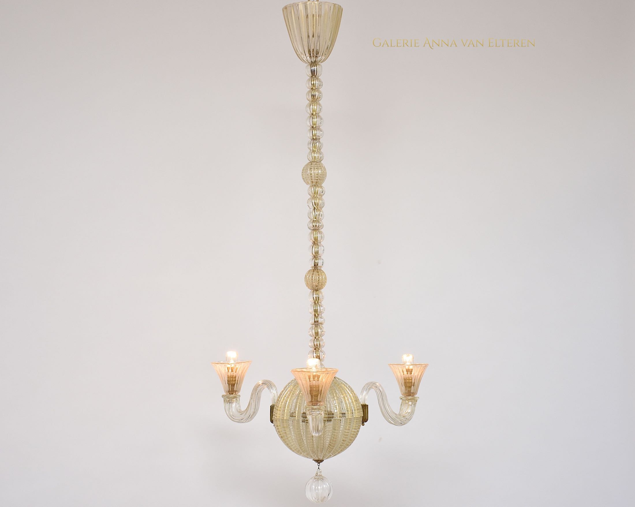 Barovier & Toso gold dusted Murano chandelier