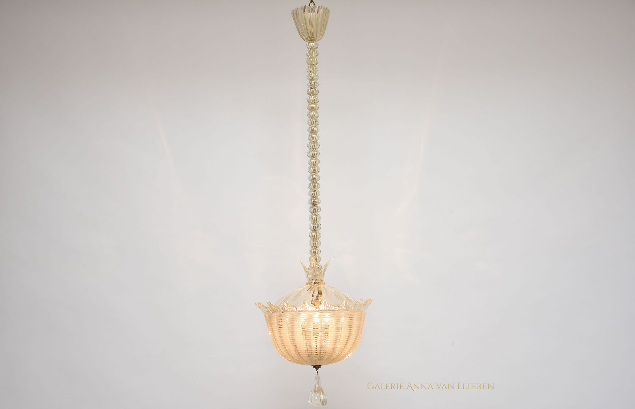 Barovier & Toso gold dusted Murano chandelier with 2 lights