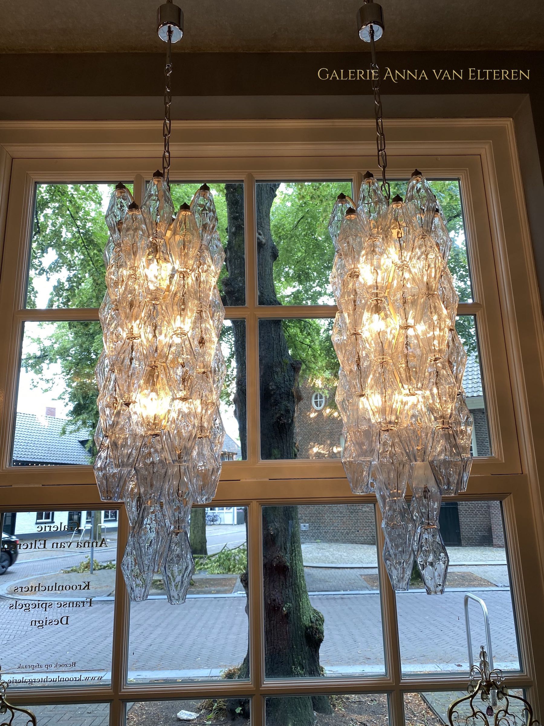 A pair of mid-century Venini Murano chandeliers