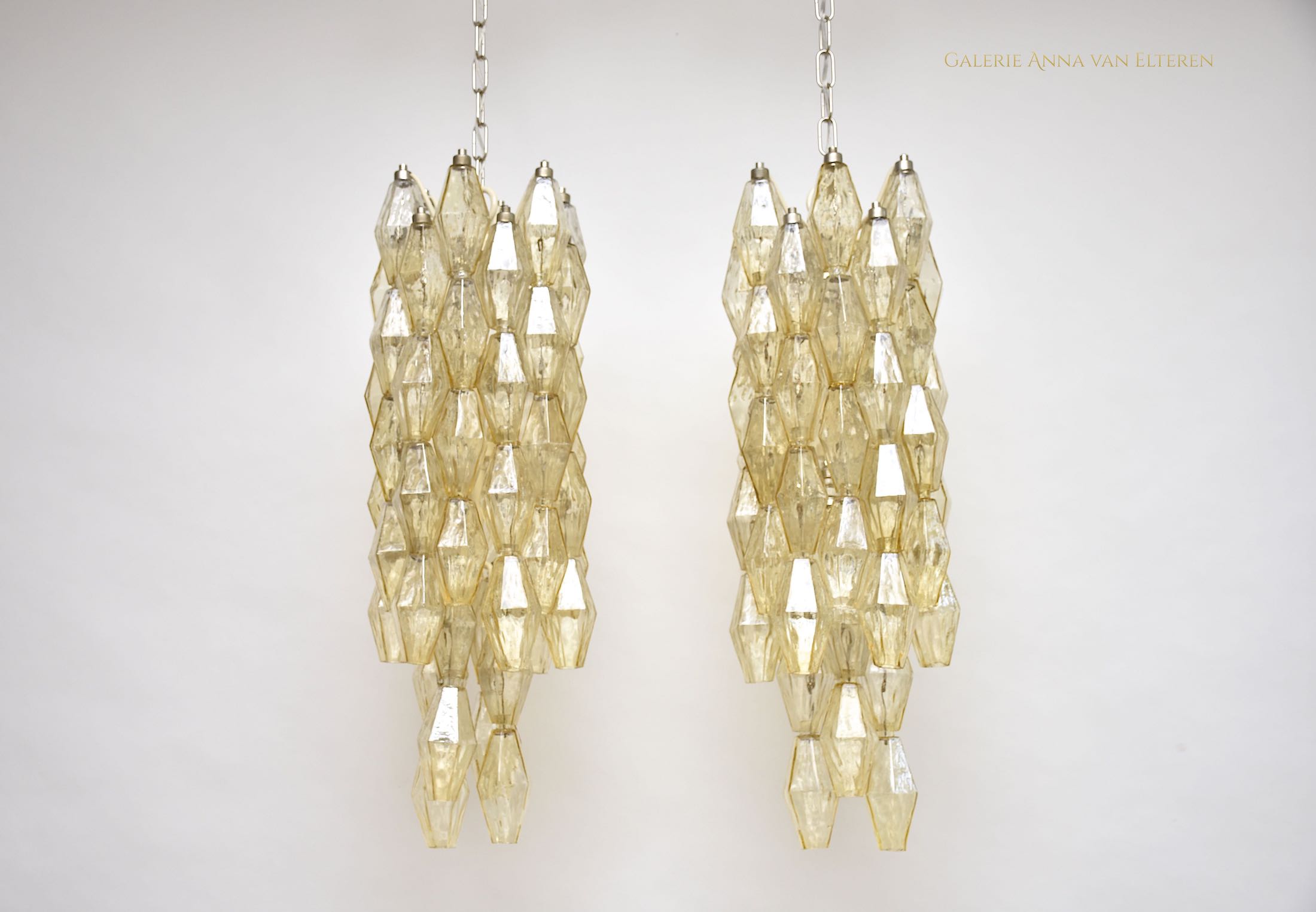 A pair of  mid-century Venini Murano chandeliers