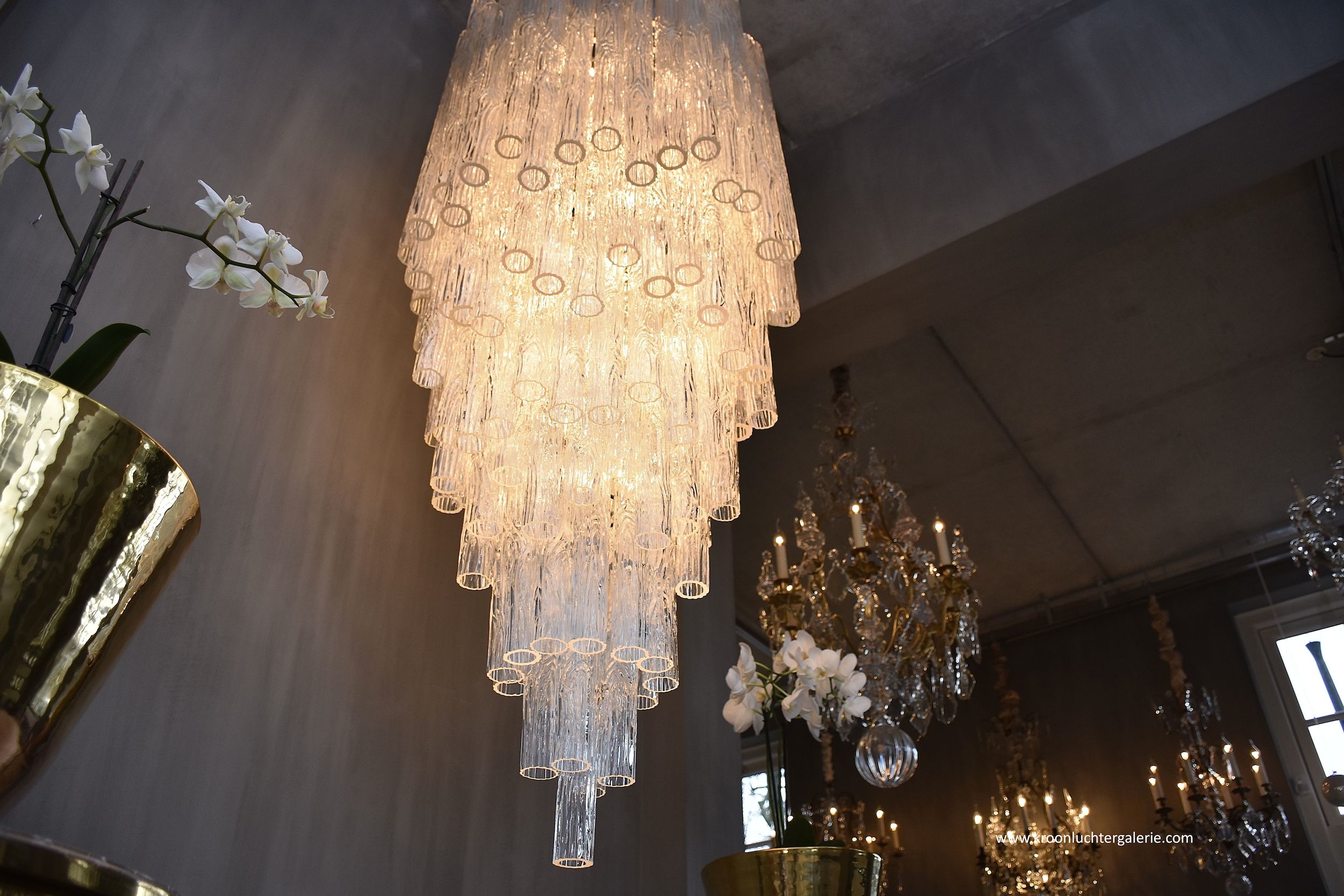 Large and rare Venini Murano 'Waterfall' chandelier