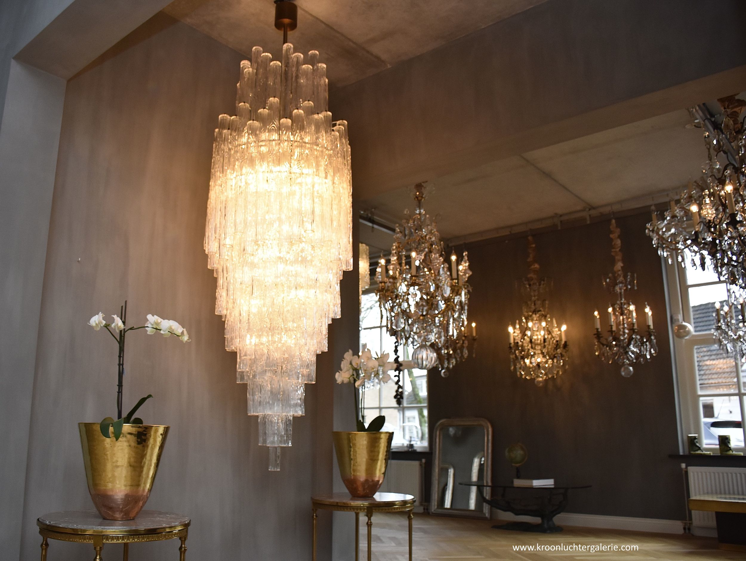Large and rare Venini Murano 'Waterfall' chandelier