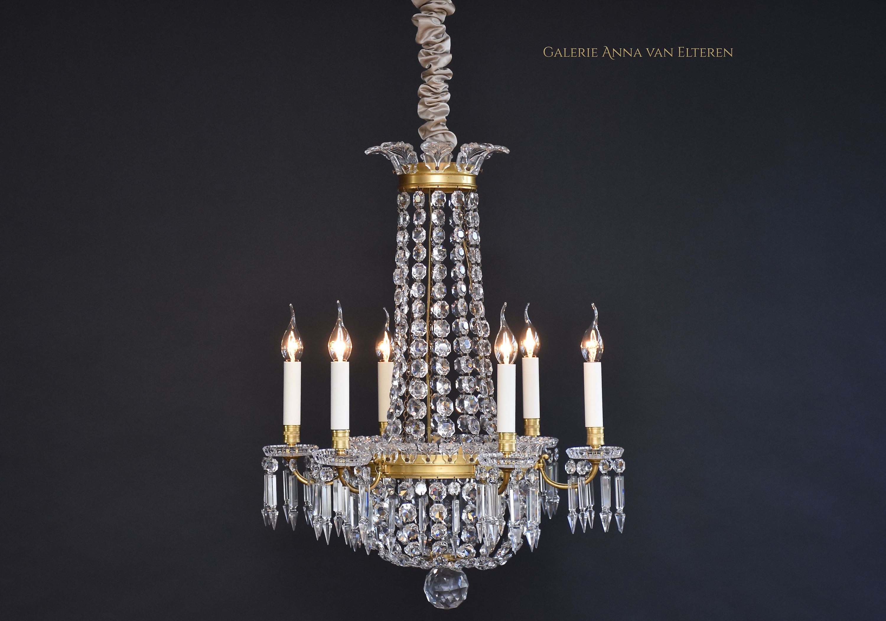 Gilt bronze Baccarat chandelier with 6 light
