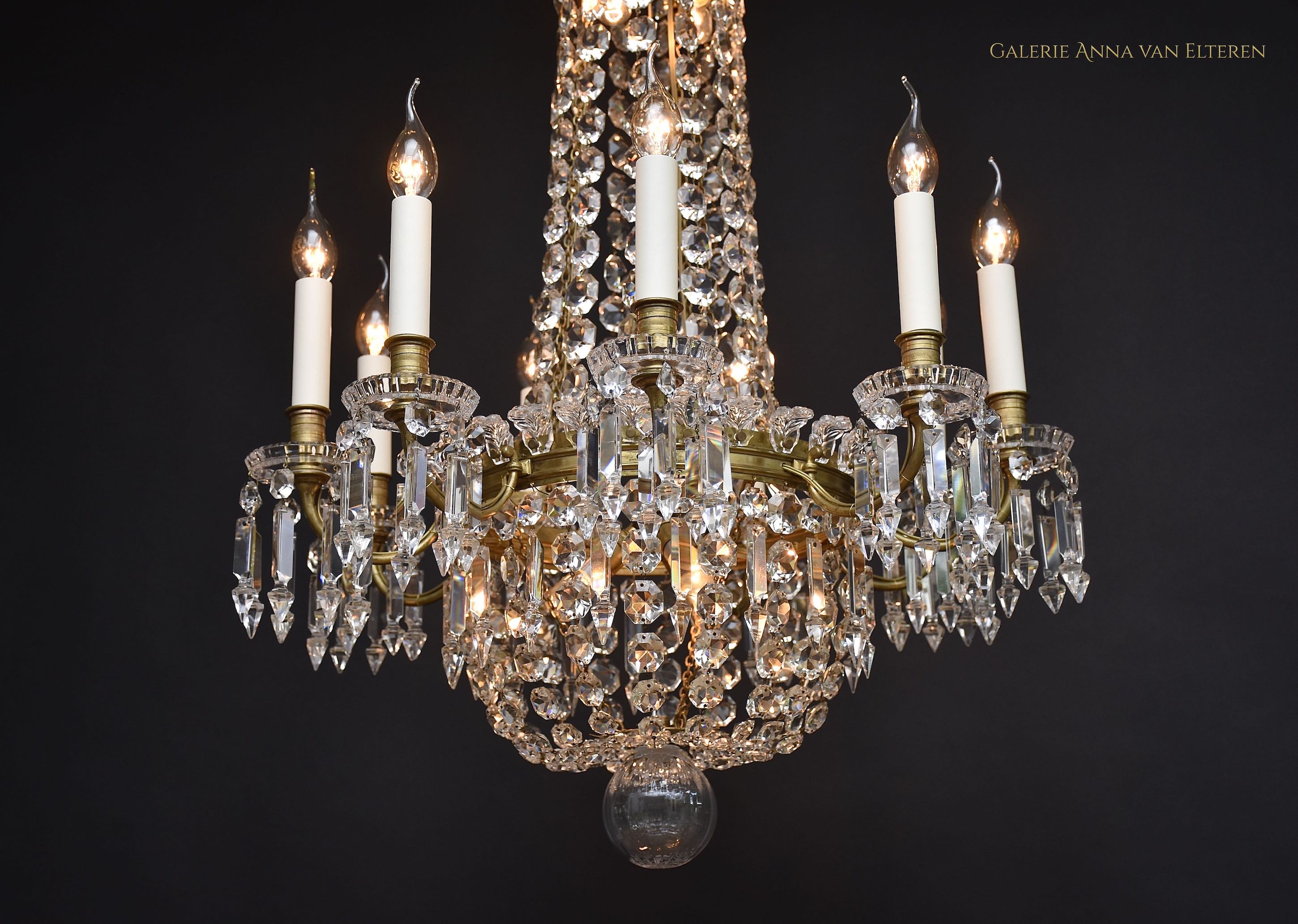 French gilt bronze Baccarat chandelier