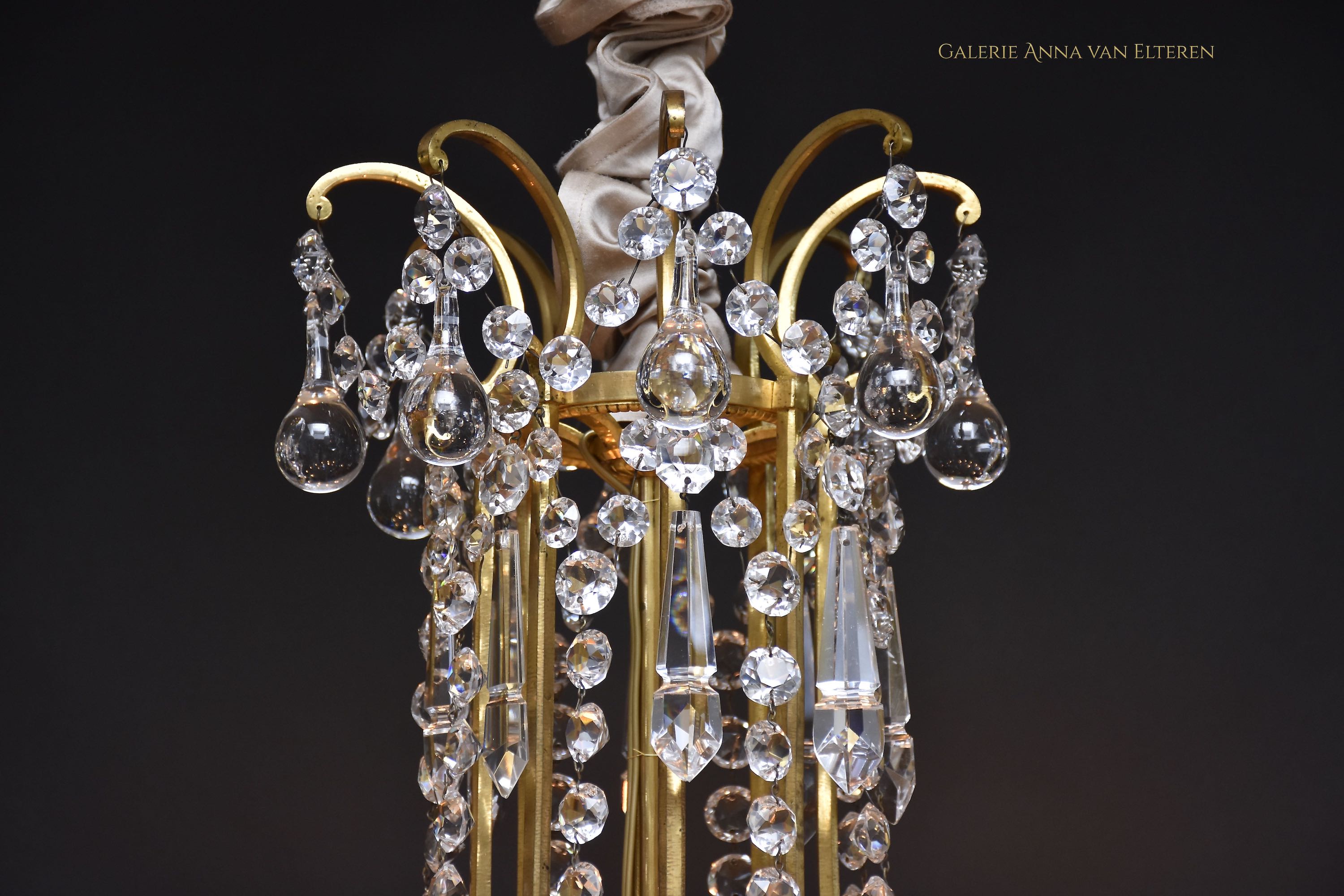 Large gilt bronze French Baccarat chandelier
