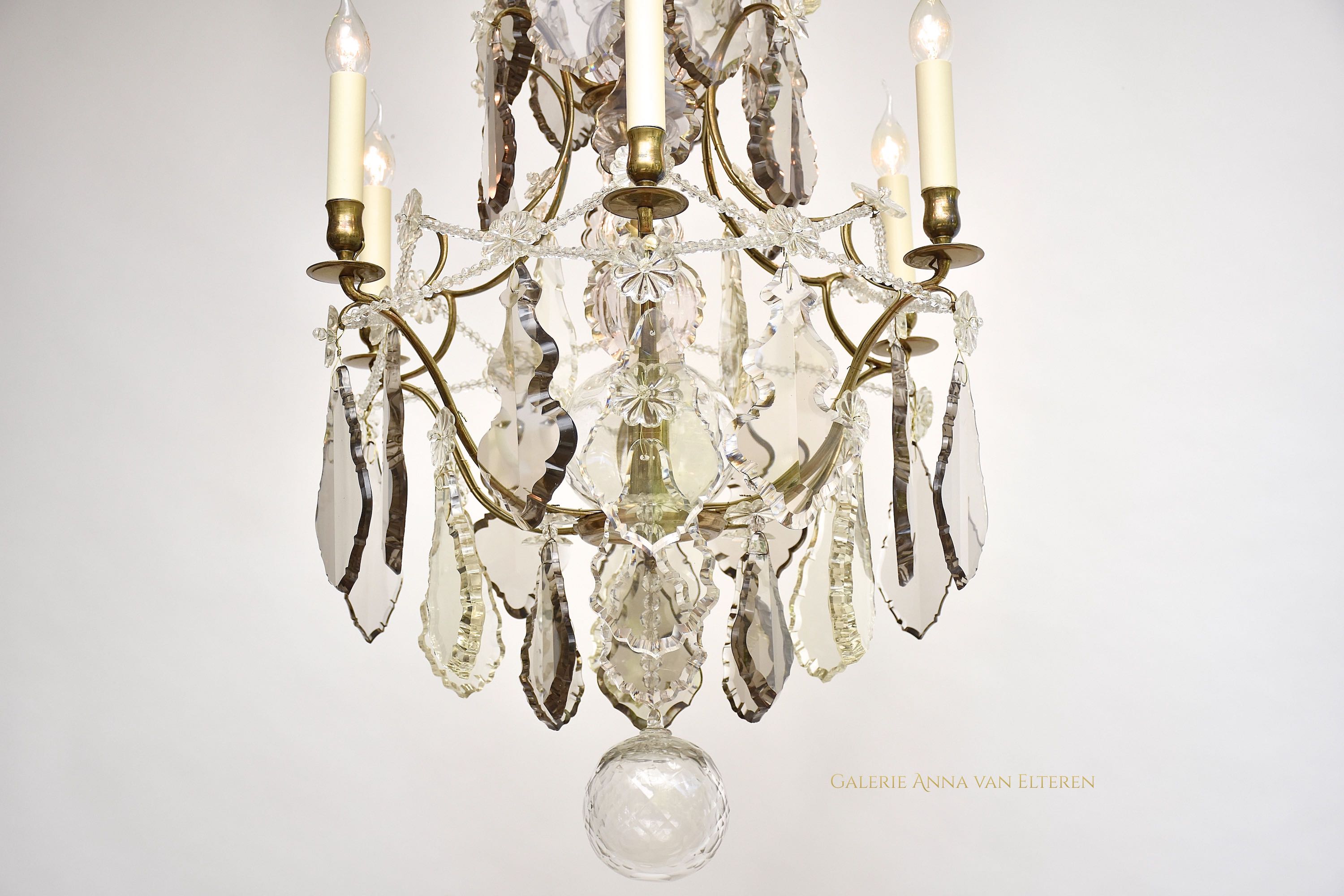 Antique crystal chandelier in the style of Rococo