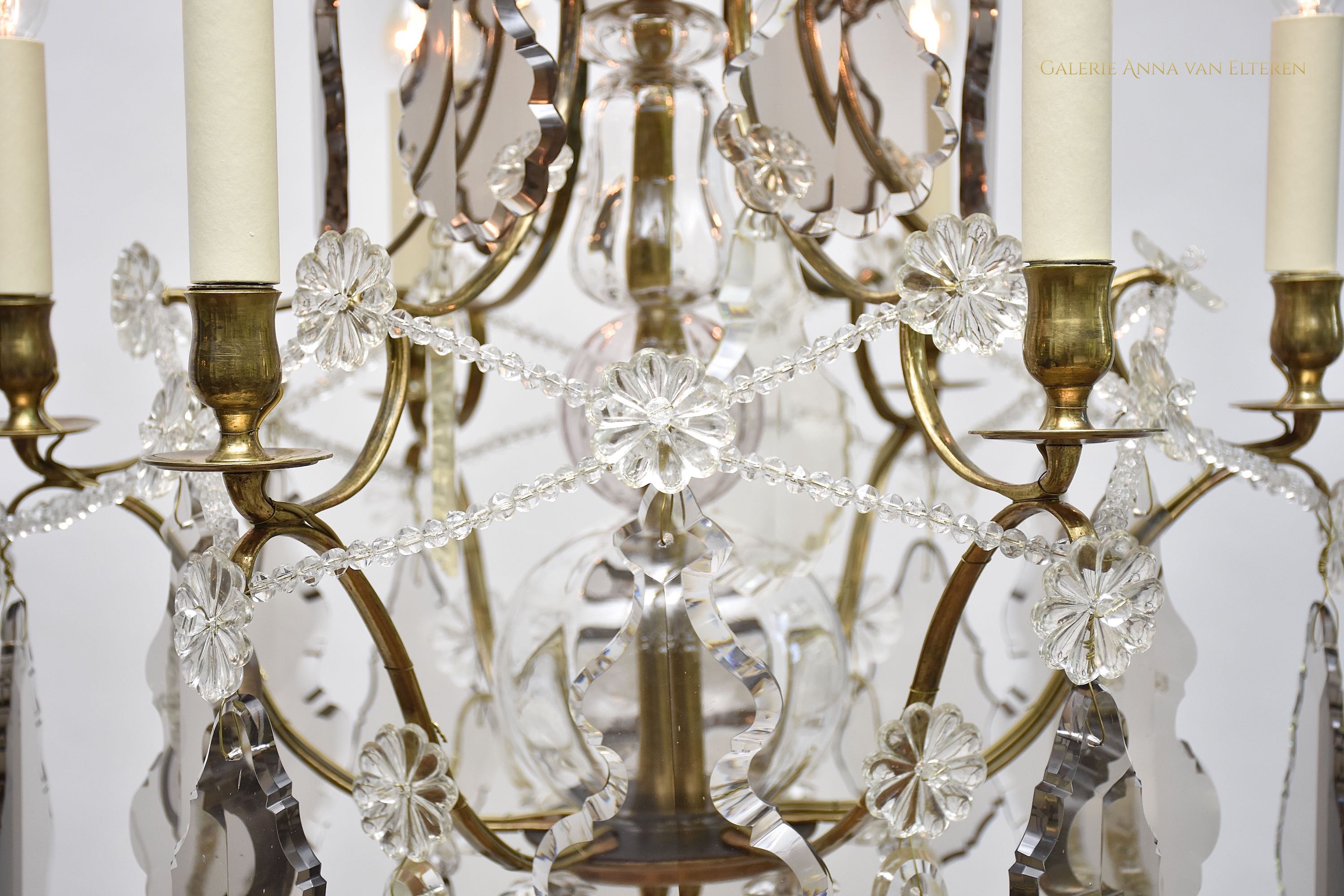 Antique crystal chandelier in the style of Rococo