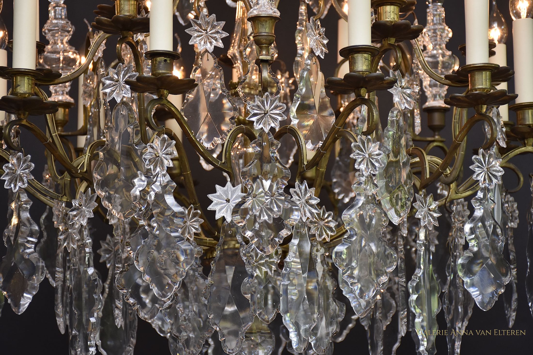French gilt bronze large Baccarat chandelier