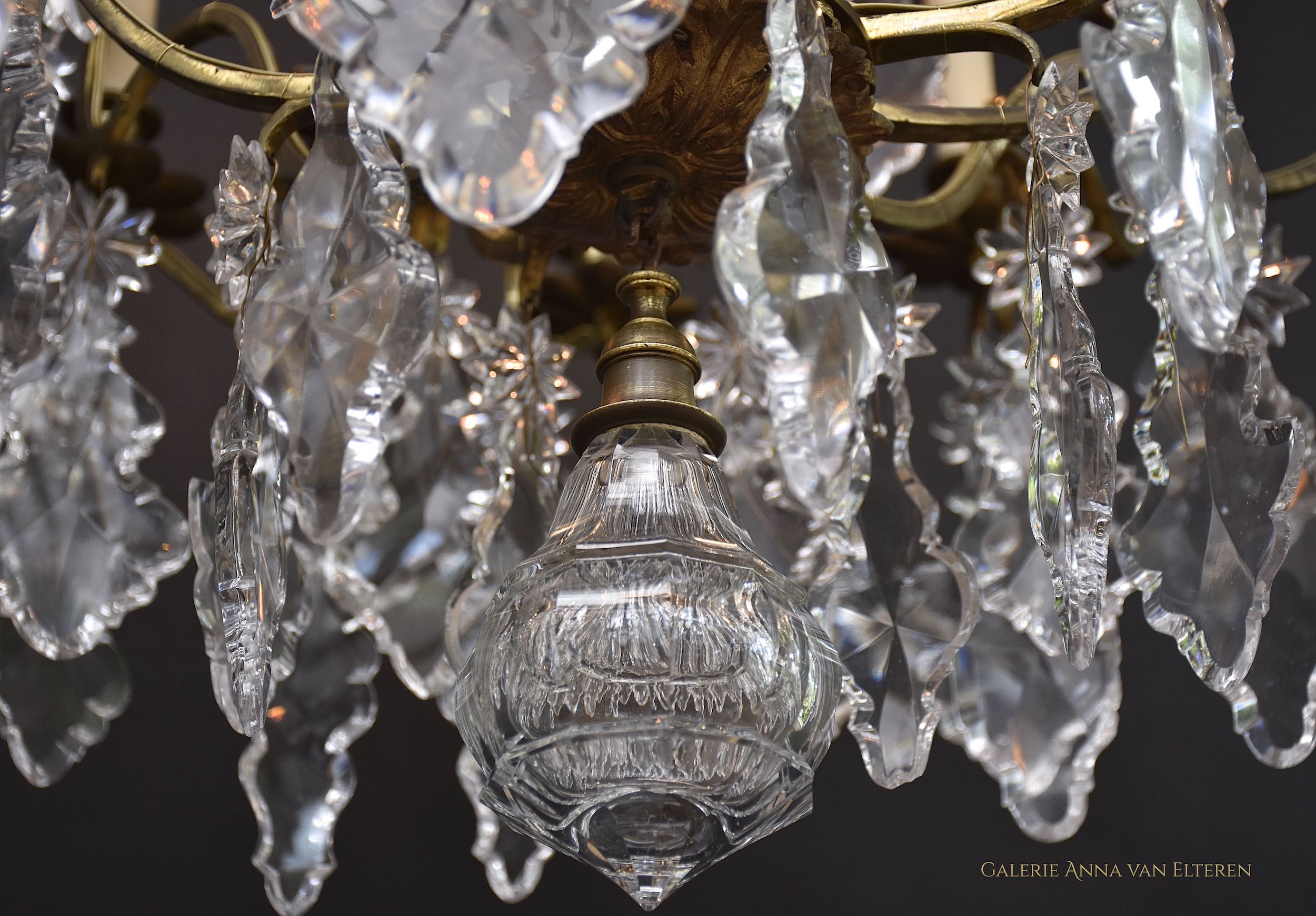 French gilt bronze large Baccarat chandelier