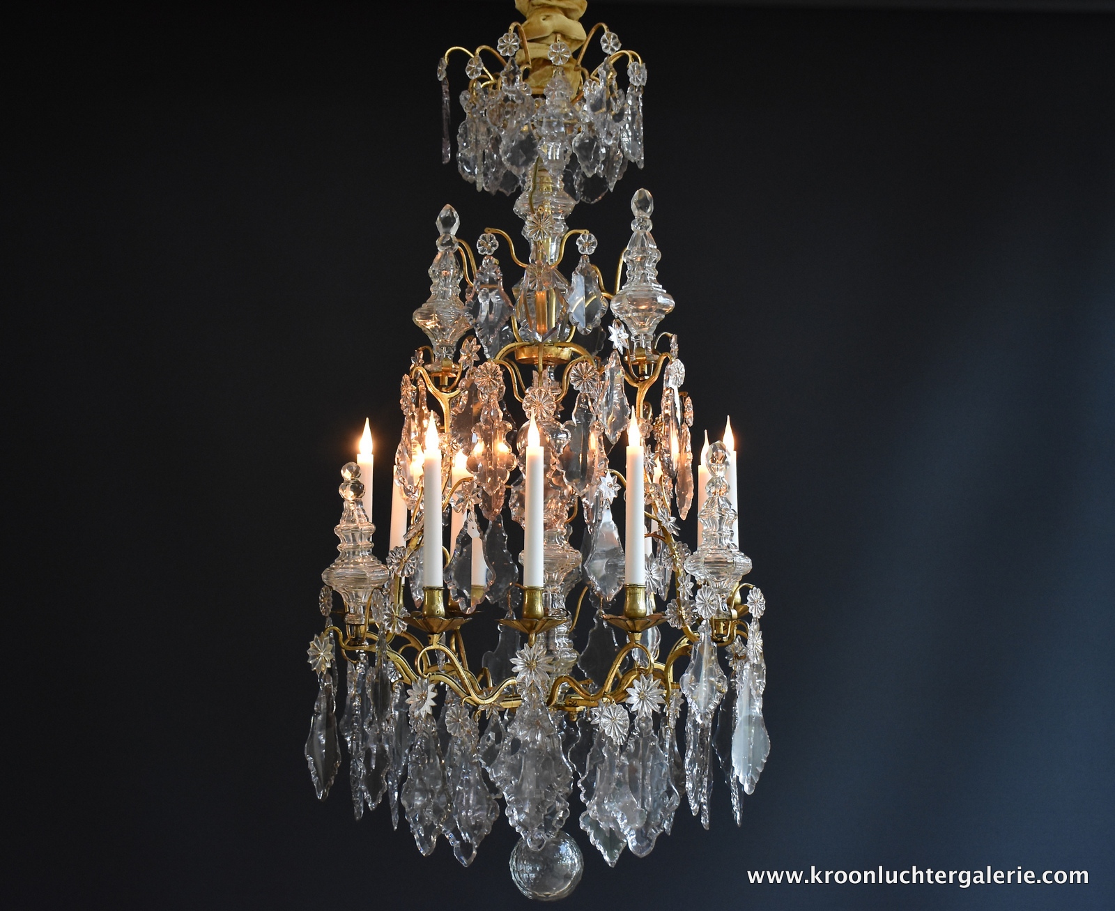 18th c. gilt bronze French chandelier 'lustre cage'