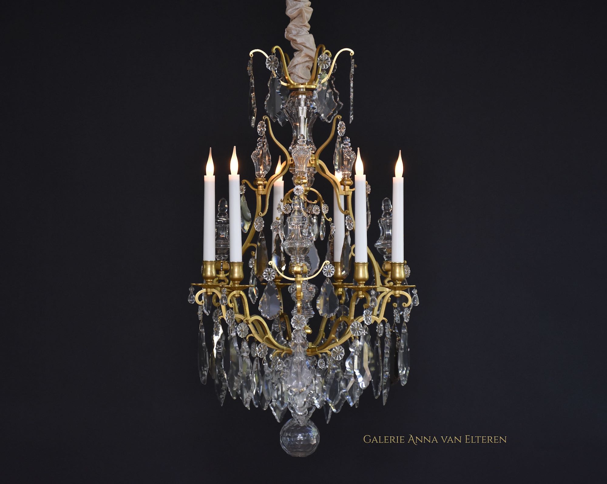 Antique gilt bronze French chandelier in the style of Louis XV