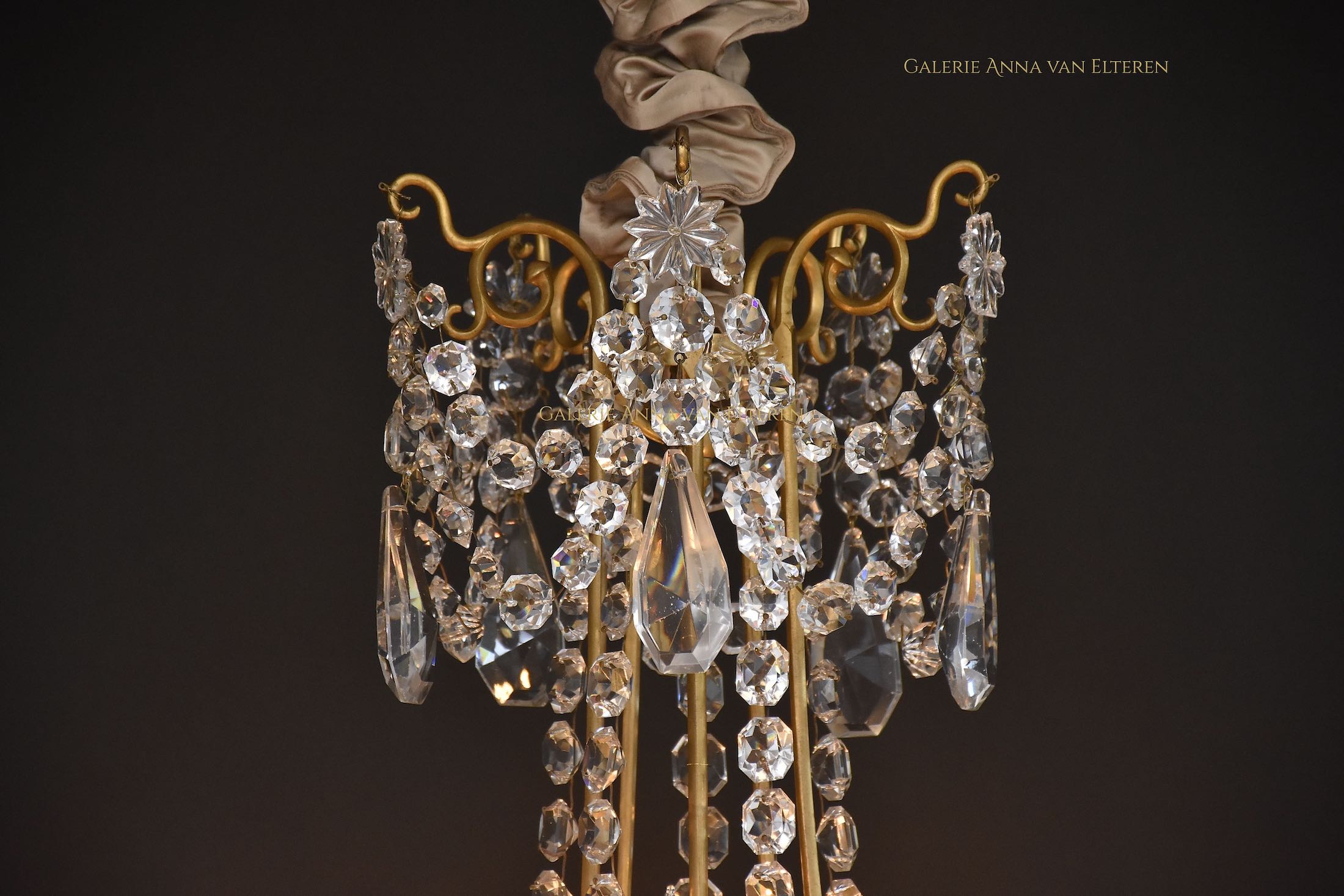 Antique French gilt bronze & crystal Louis XVI style Baccarat chandelier