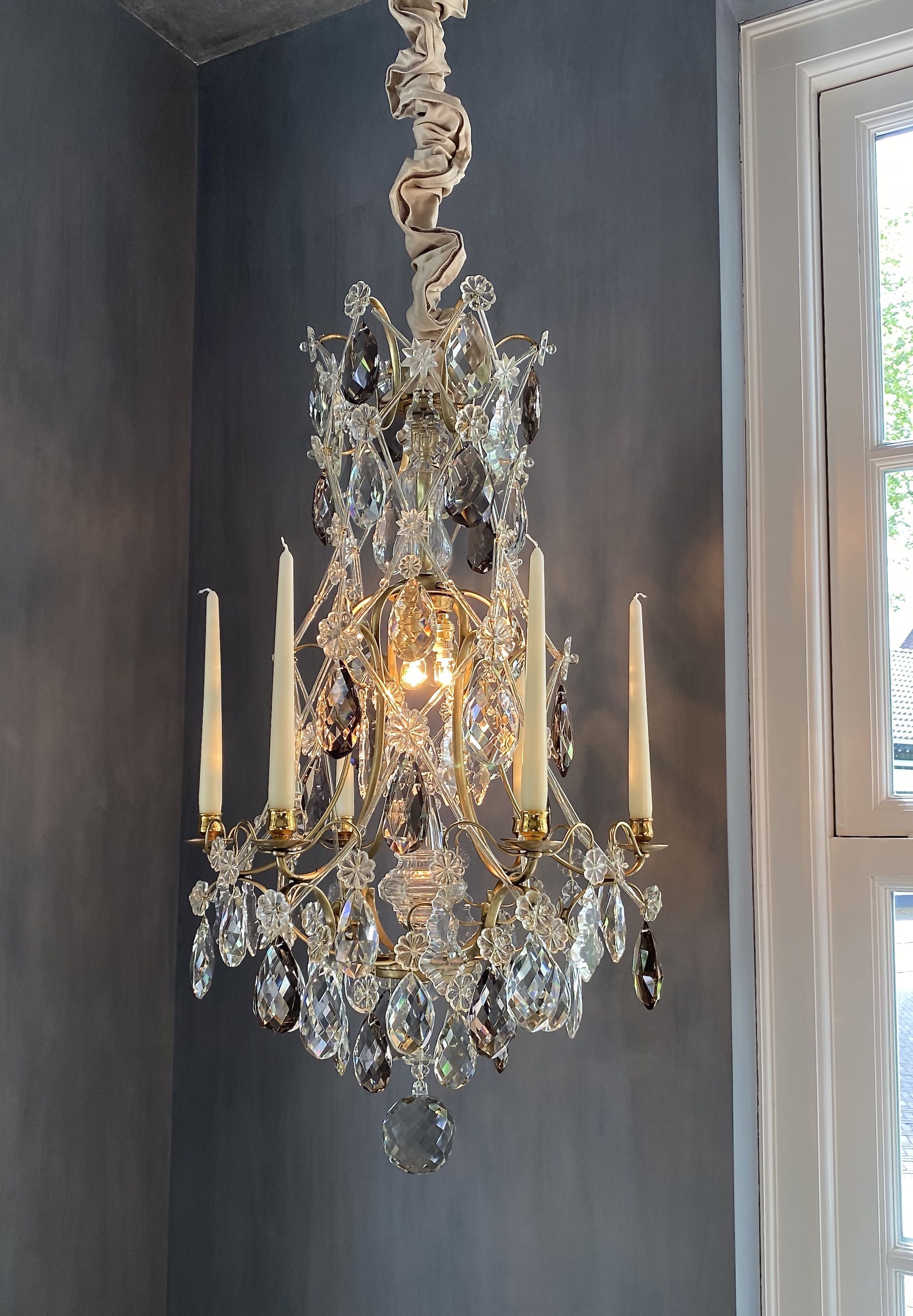 Rococo style brass candle chandelier