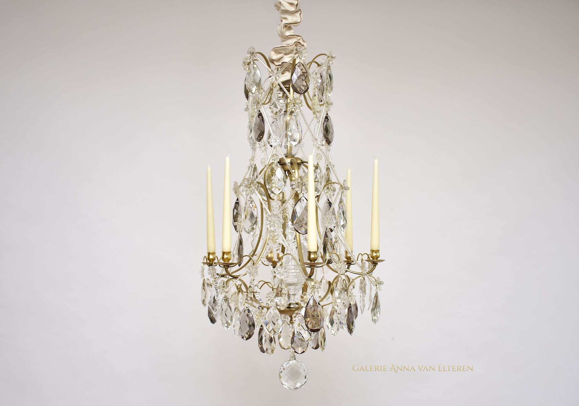 Rococo style brass candle chandelier